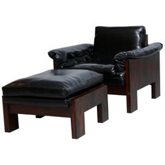 Milo Baughman Rosewood Lounge Chair and Ottoman by Thayer Coggin