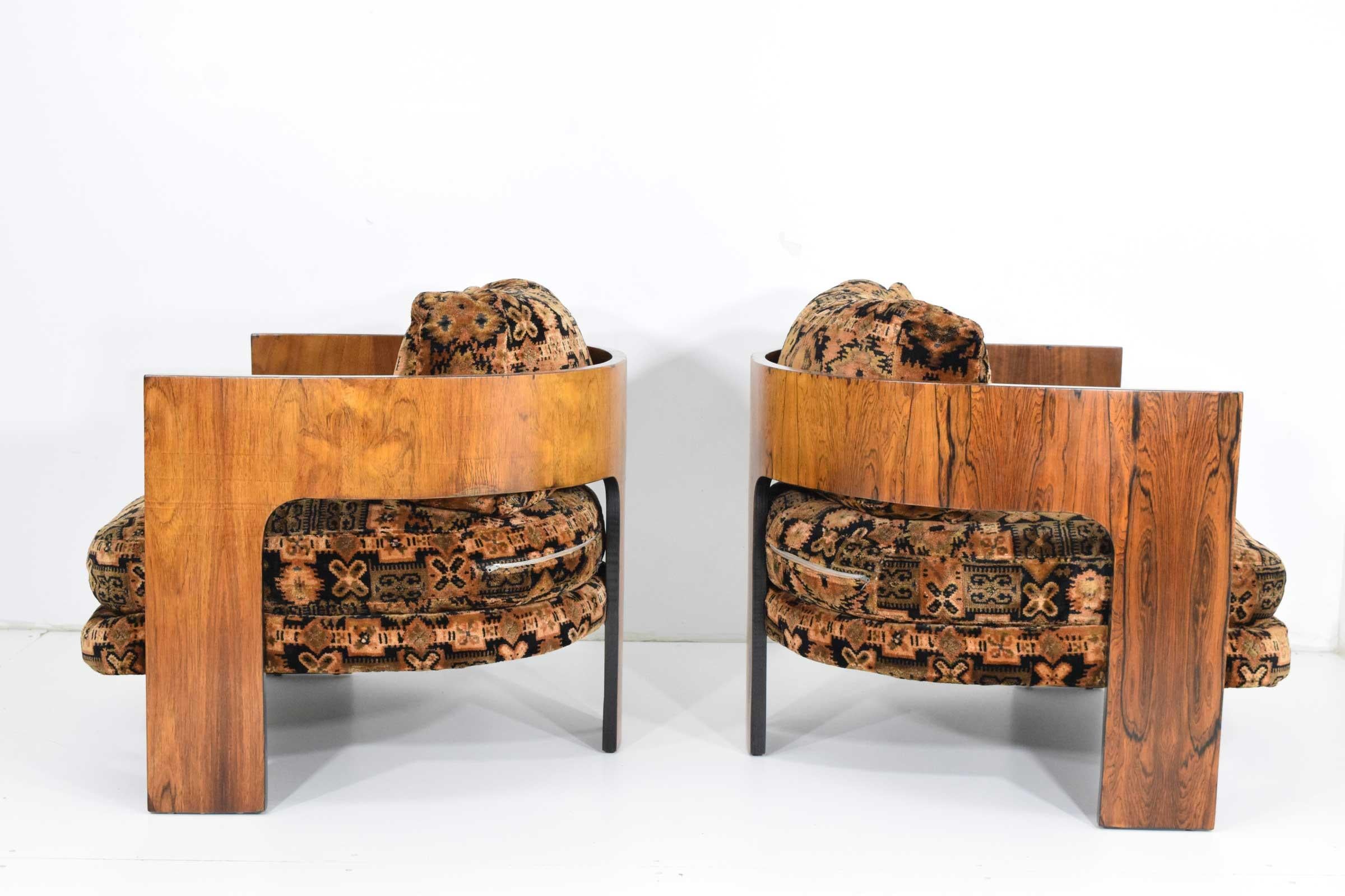 American Milo Baughman Rosewood T-Frame Chairs, 1969