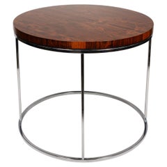 Milo Baughman Round Rosewood and Chrome Side Table