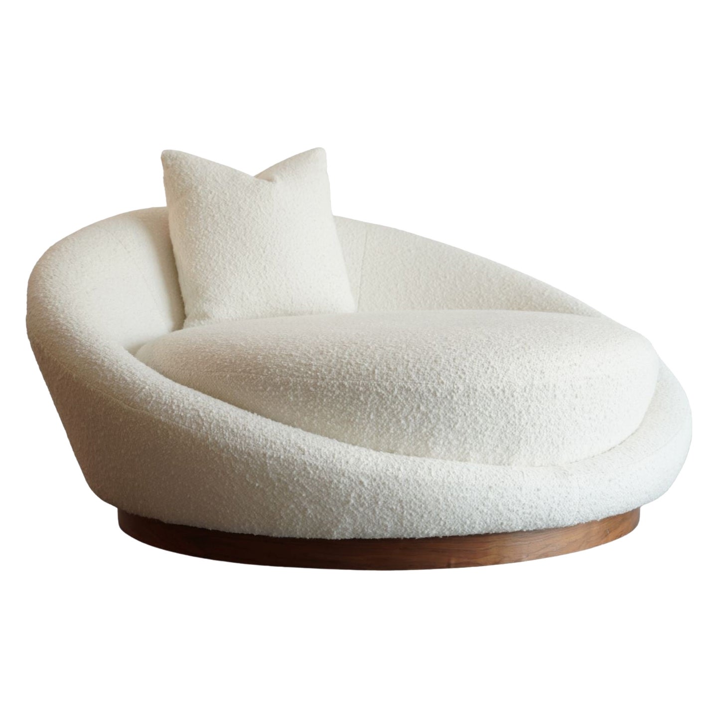 Milo Baughman Satellite Chaise Lounge in Boucle and Walnut, C. 1970s