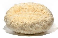 Used Milo Baughman Style Satellite Lounge in Napa Valley Sheepskins & Ivory Shearling