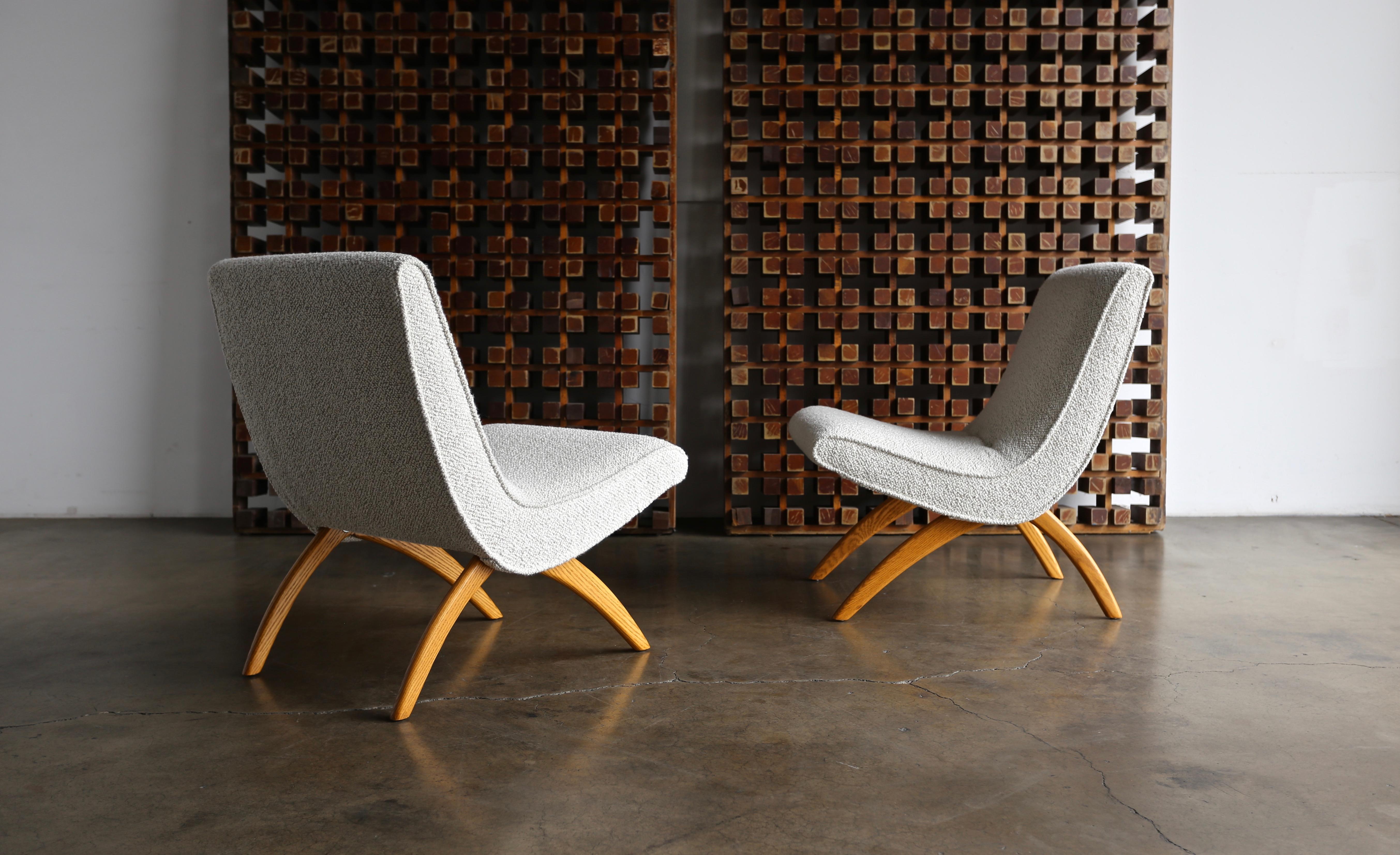 Milo Baughman Scoop Chairs for Thayer Coggin circa 1955. This pair has been expertly restored.