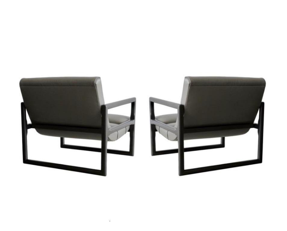 Leather Milo Baughman 'Scoop' Chairs for Thayer Coggin circa 1955 For Sale
