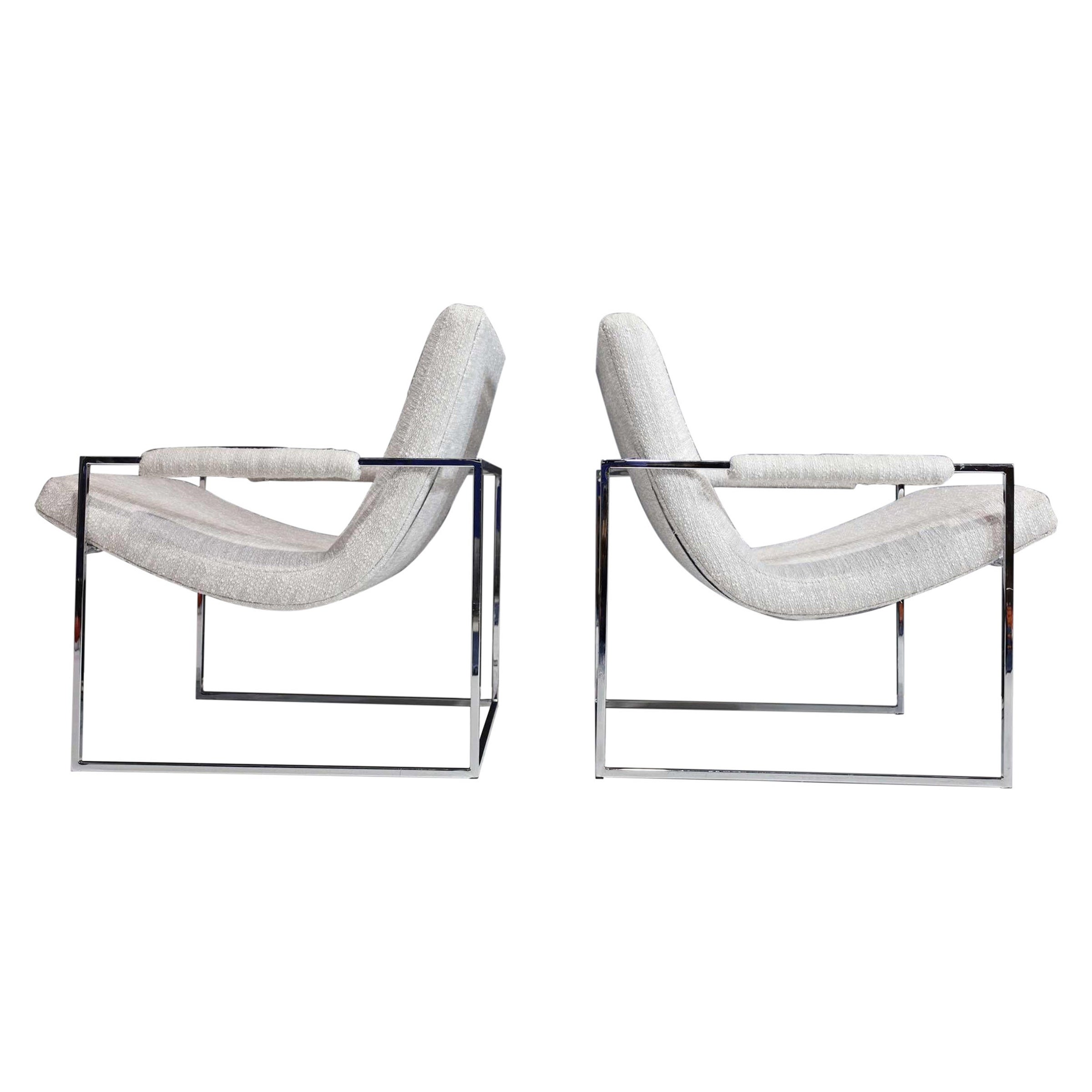 Sillas Scoop de Milo Baughman en tejido de alto rendimiento HOLLY HUNT en venta