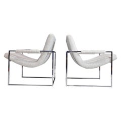 Milo Baughman Scoop Chairs in Holly Hunt Performance Fabric