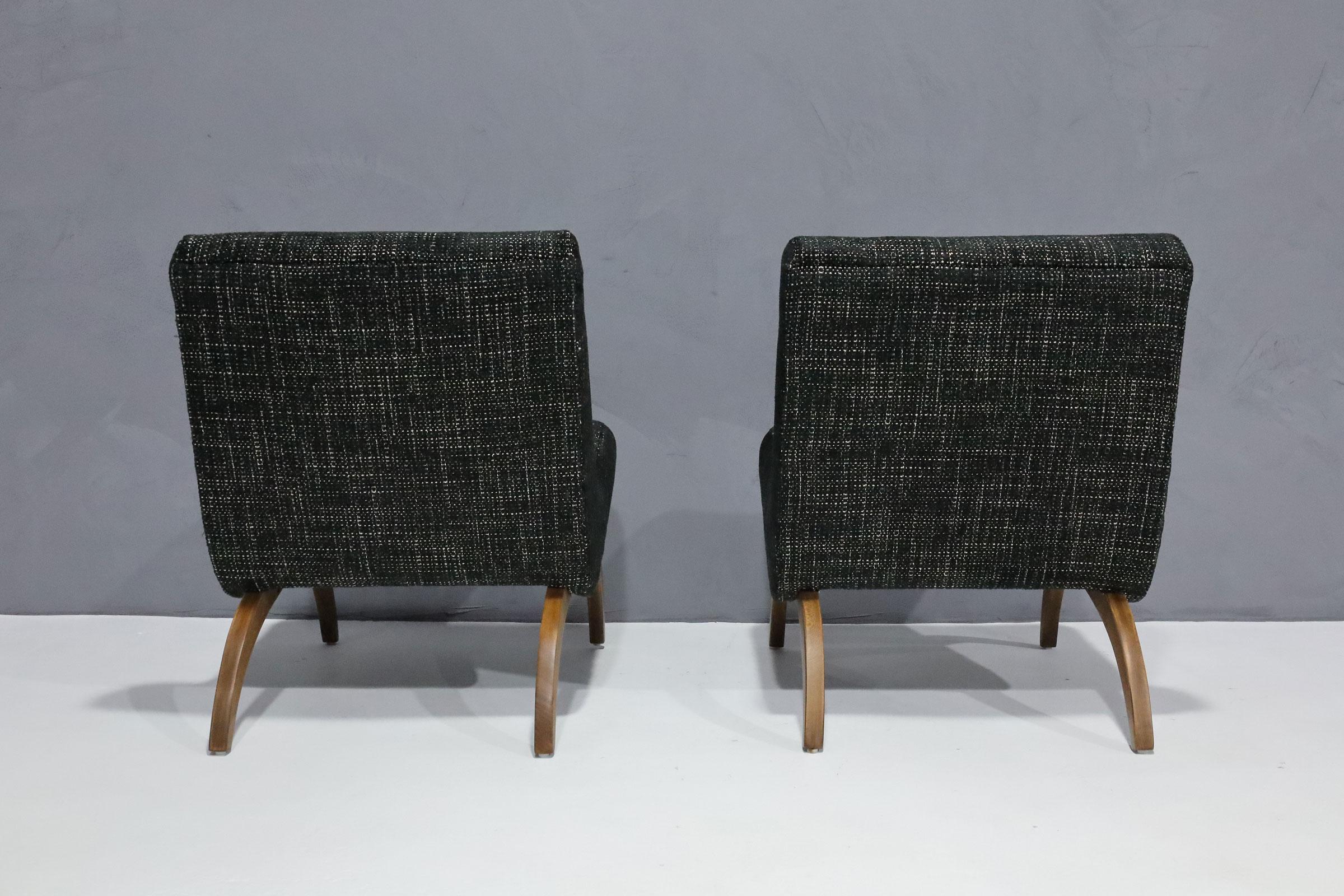 American Milo Baughman Scoop Chairs in New Upholstery, 1958 For Sale