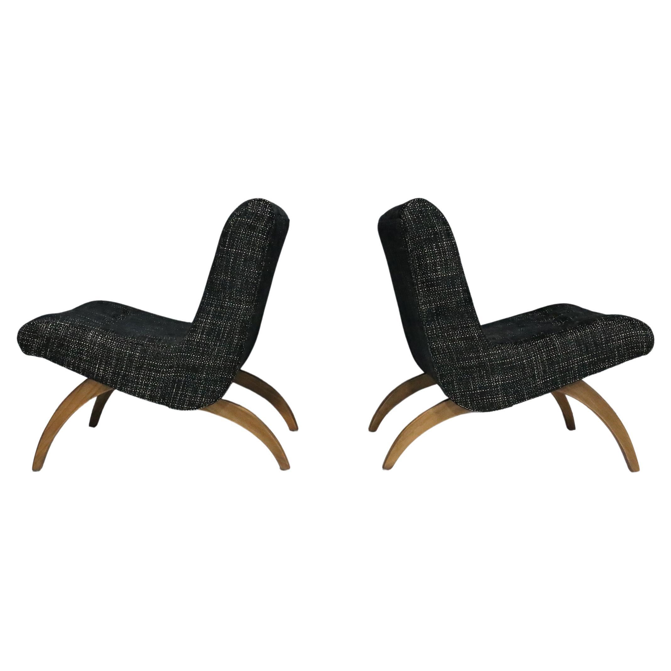 Milo Baughman Scoop Chairs in New Upholstery, 1958 For Sale