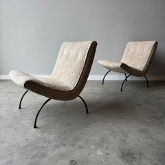 Milo Baughman Scoop Chairs in Schumacher Velvet, a Pair