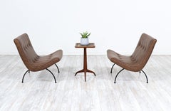 Milo Baughman "Scoop" Iron & Leather Lounge Chairs for Thayer Coggin