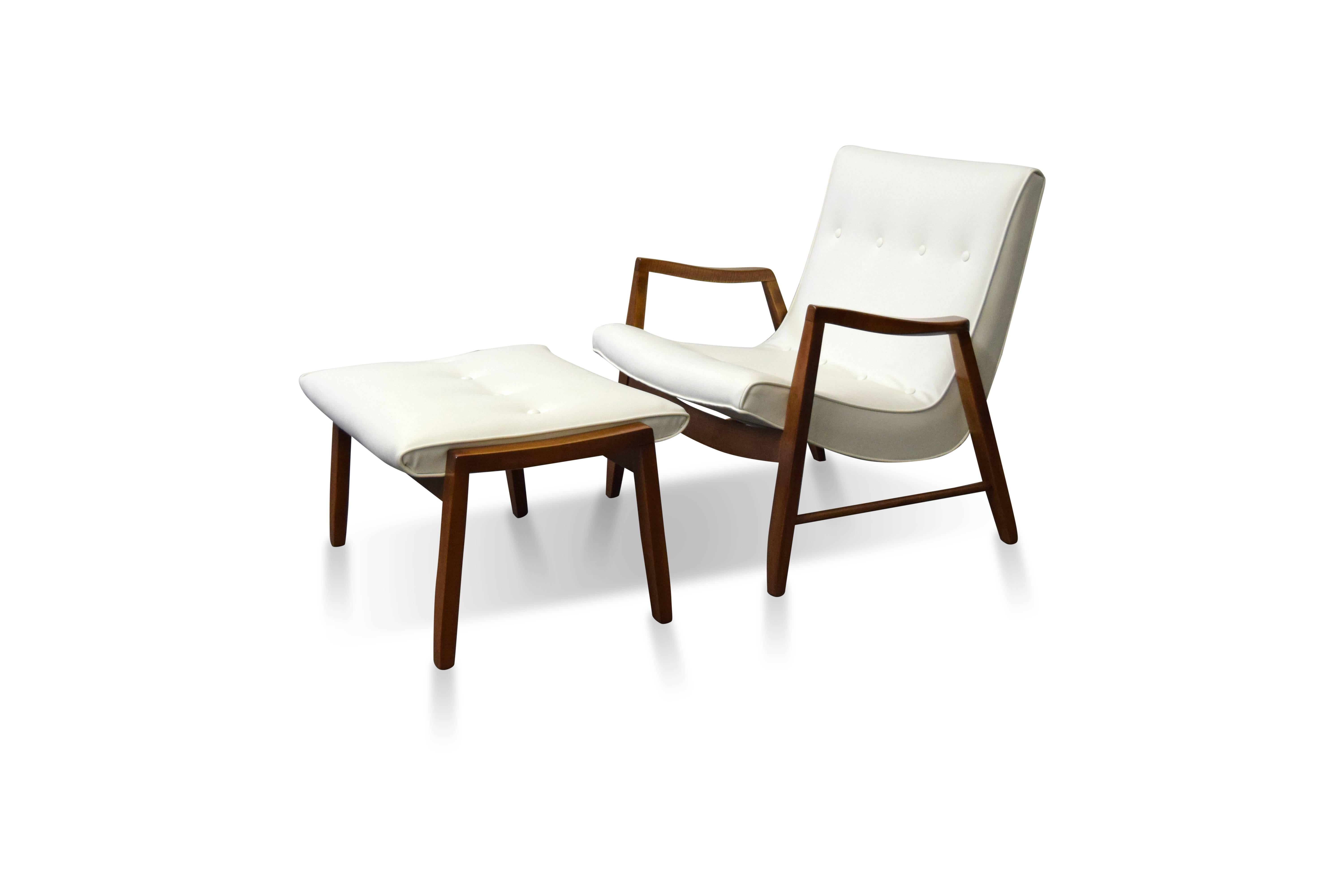 Mid-Century Modern Milo Baughman Scoop Lounge Chair and Ottoman