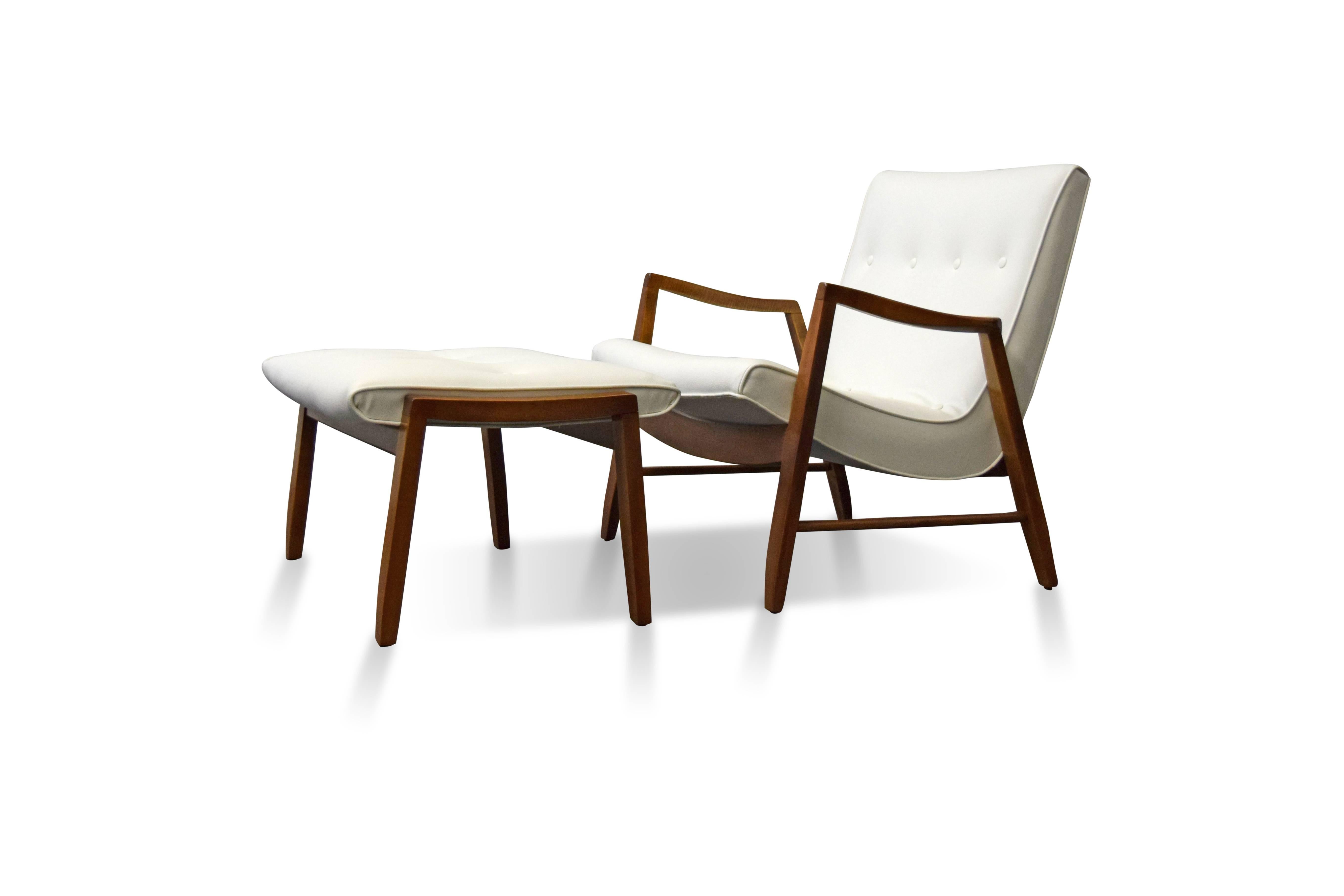 American Milo Baughman Scoop Lounge Chair and Ottoman