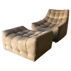 Milo Baughman Chaise longue et pouf Scoop