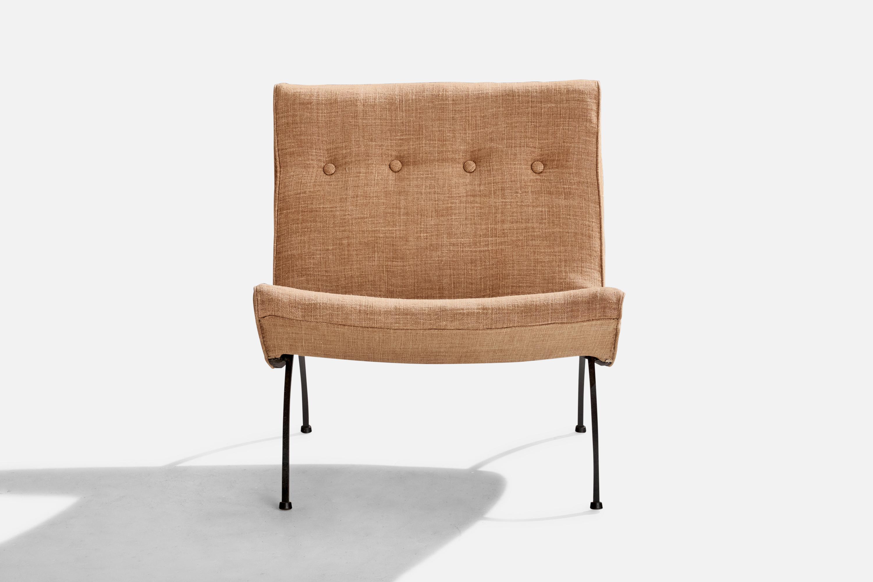 Mid-Century Modern Milo Baughman, Scoop, Lounge Chair, Iron, Fabric, USA, 1950s