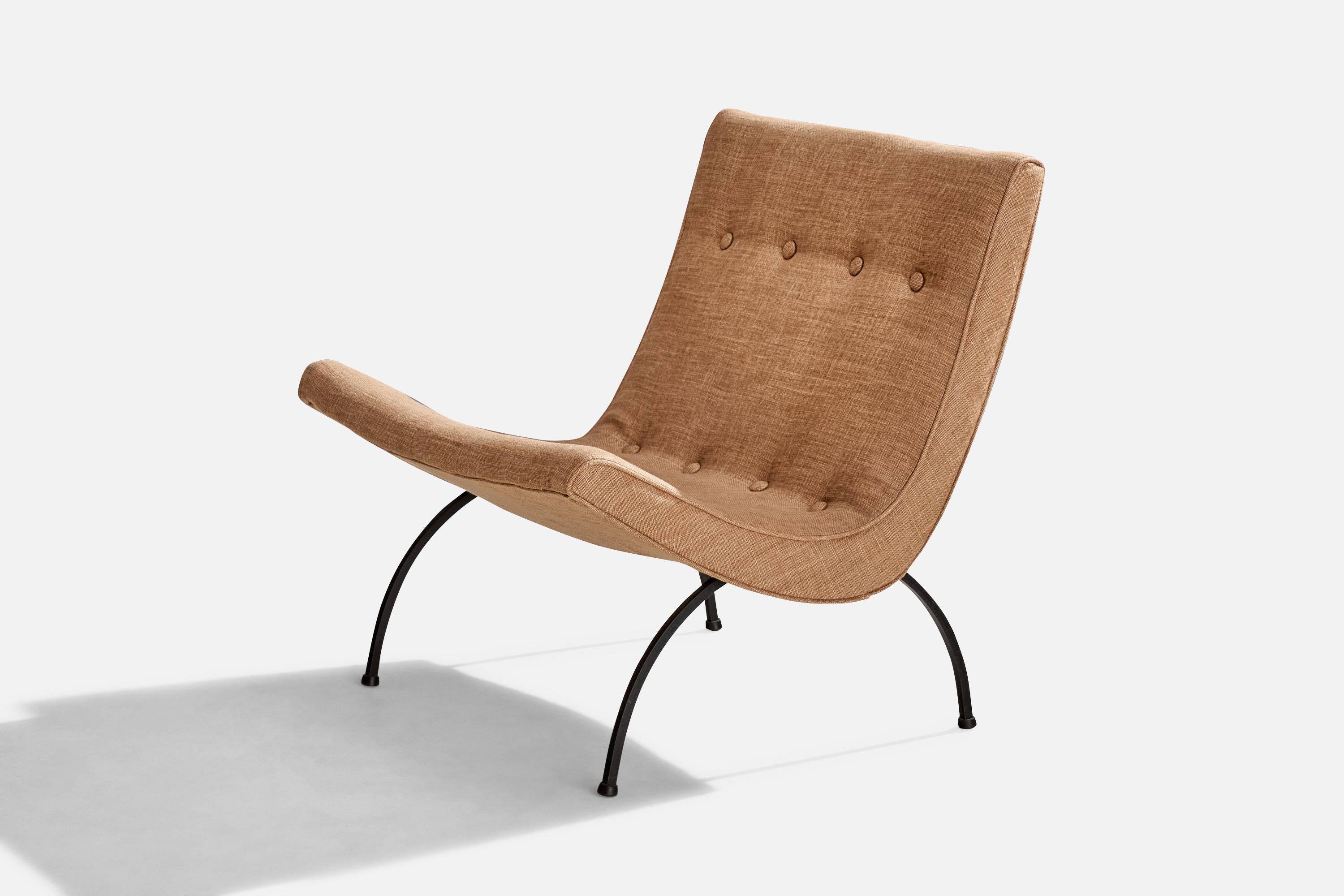 American Milo Baughman, Scoop, Lounge Chair, Iron, Fabric, USA, 1950s