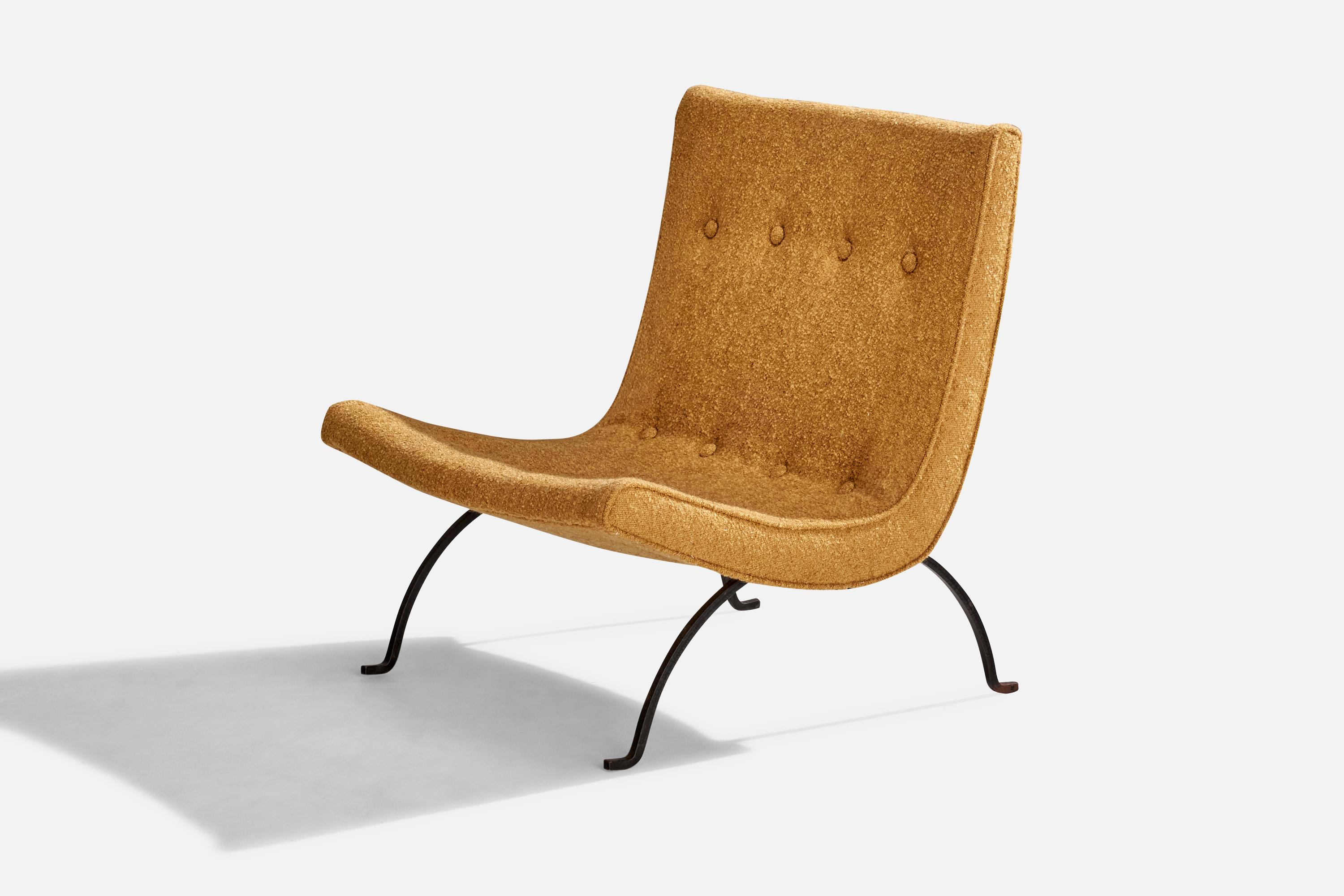 Milo Baughman, Scoop, Silla de salón, Hierro, Tela, EE.UU., Década de 1950 mediados del siglo XX en venta
