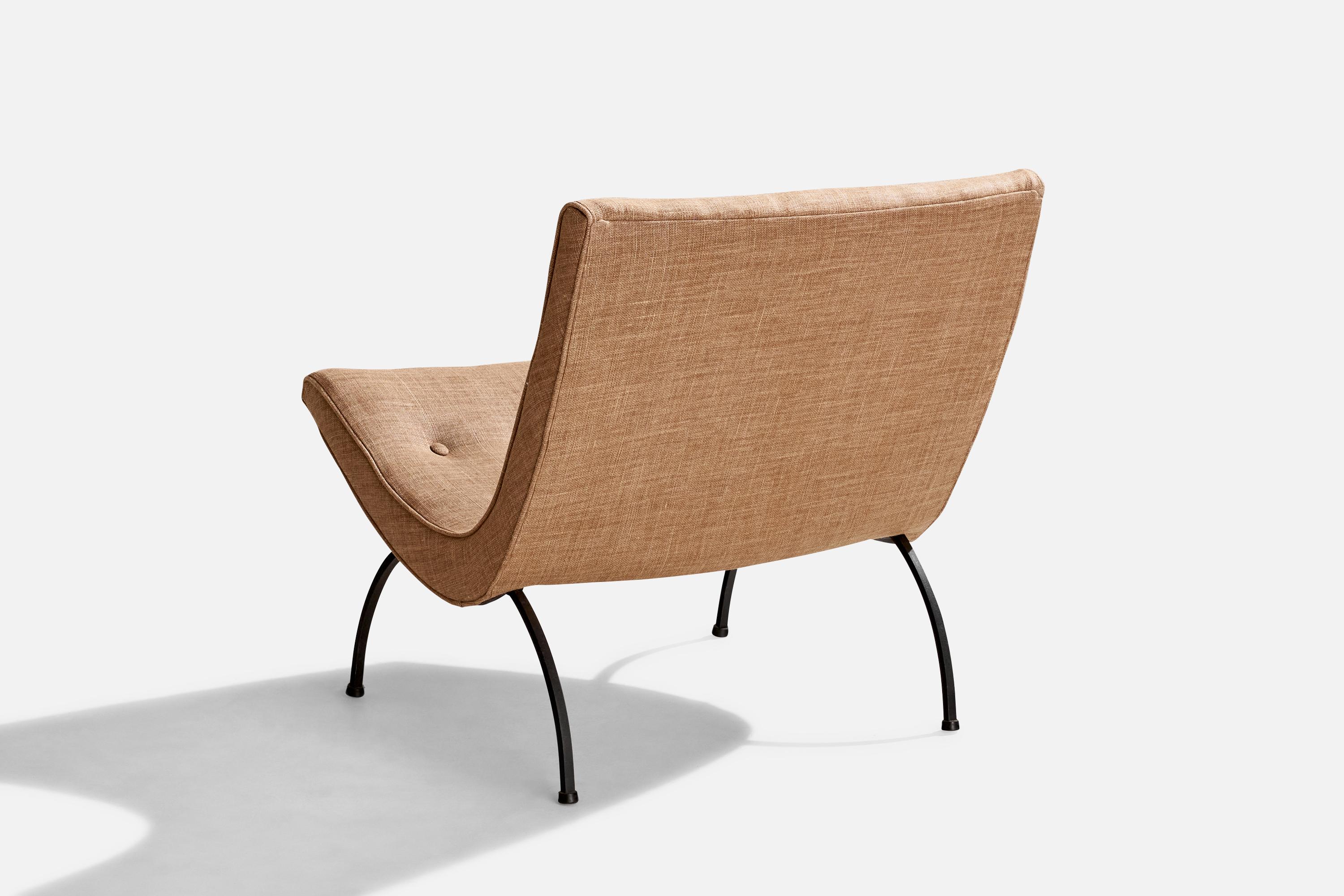 Milo Baughman, Scoop, Lounge Chair, Iron, Fabric, USA, 1950s In Good Condition In High Point, NC