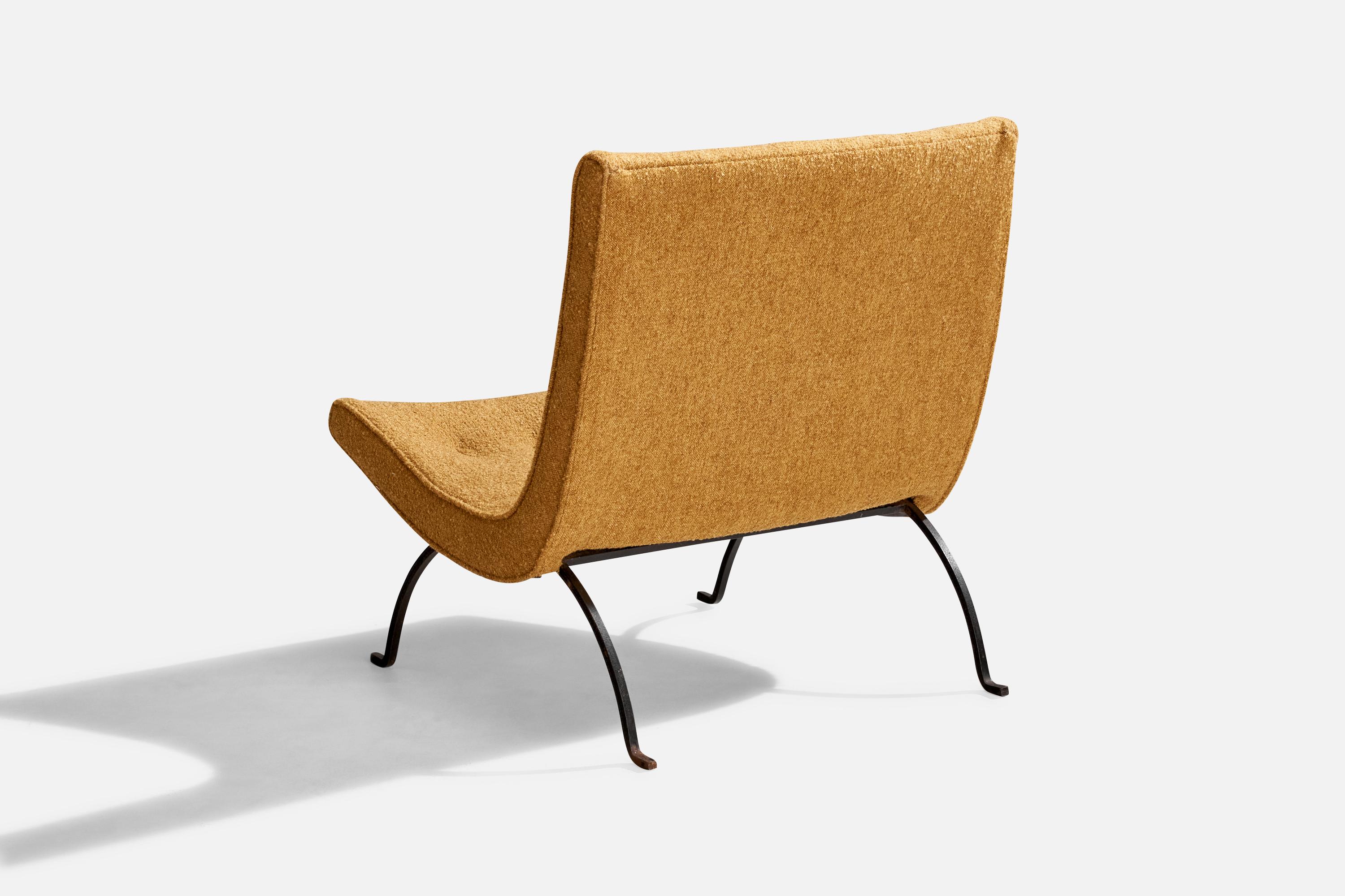 Milo Baughman, Scoop, Silla de salón, Hierro, Tela, EE.UU., Década de 1950 en venta 1