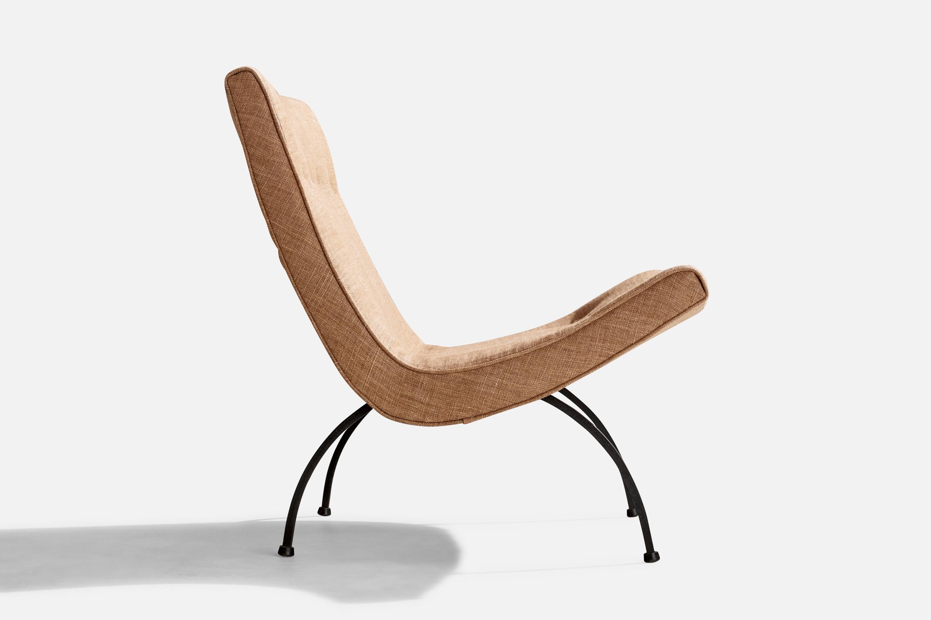 Mid-20th Century Milo Baughman, Scoop, Lounge Chair, Iron, Fabric, USA, 1950s