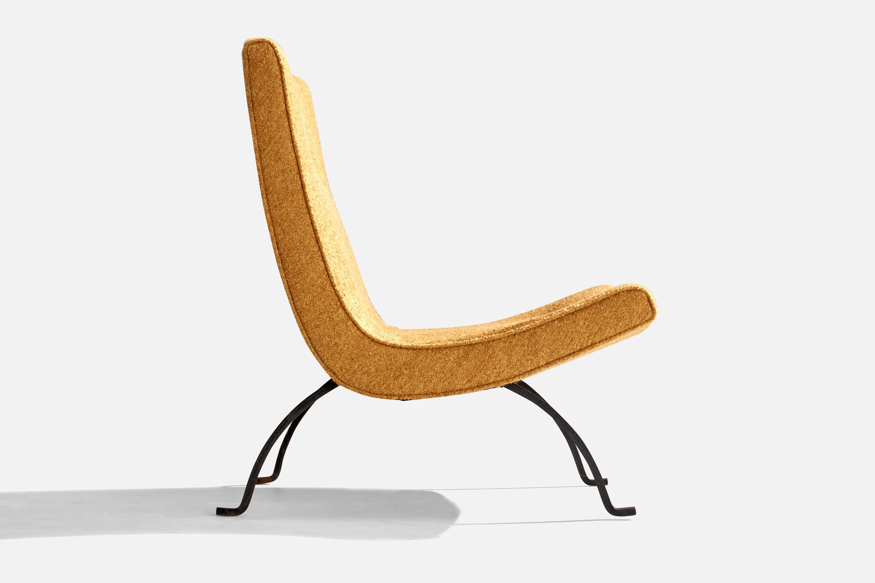 Milo Baughman, Scoop, Silla de salón, Hierro, Tela, EE.UU., Década de 1950 en venta 2