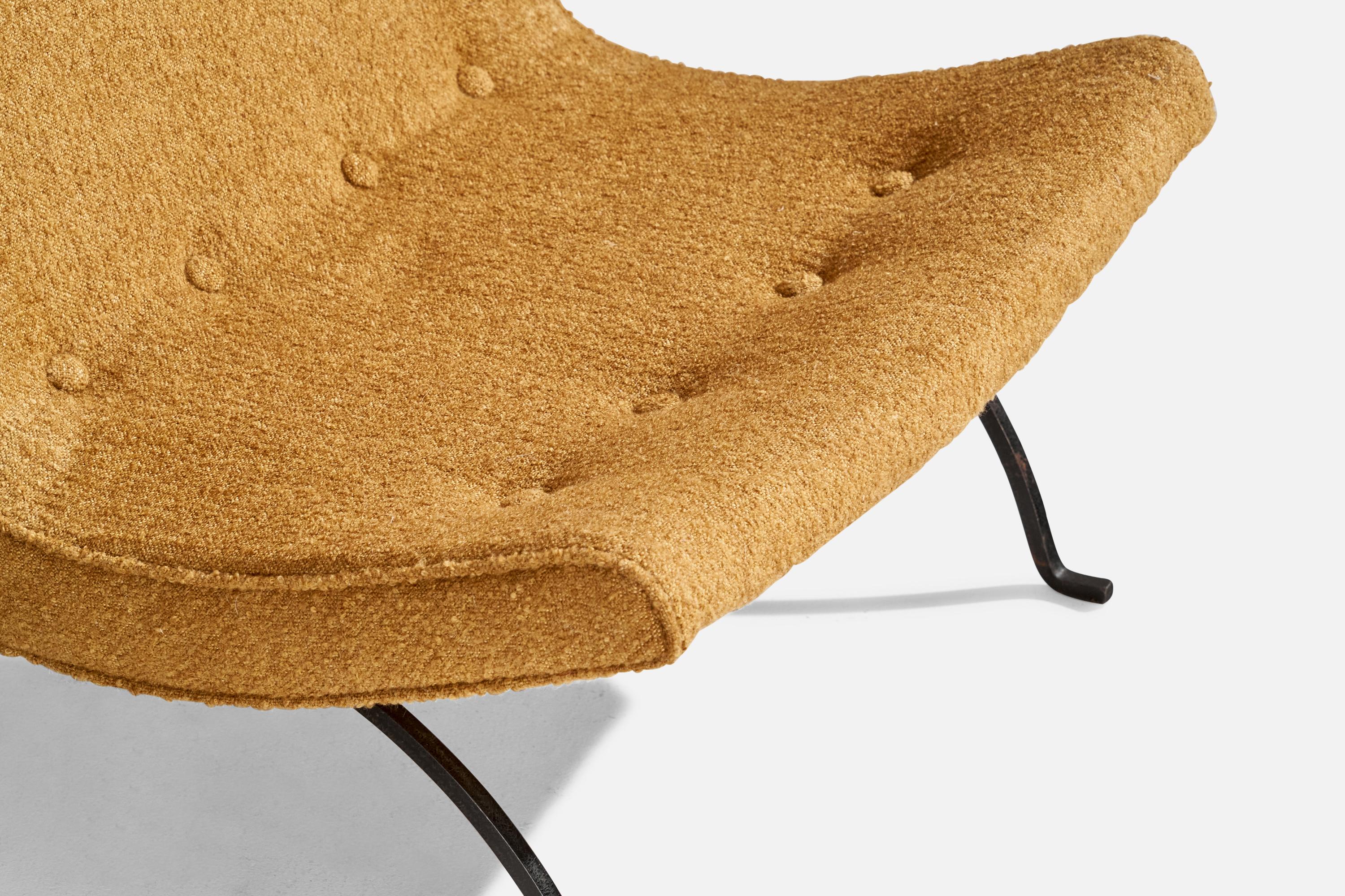 Milo Baughman, Scoop, Silla de salón, Hierro, Tela, EE.UU., Década de 1950 en venta 4
