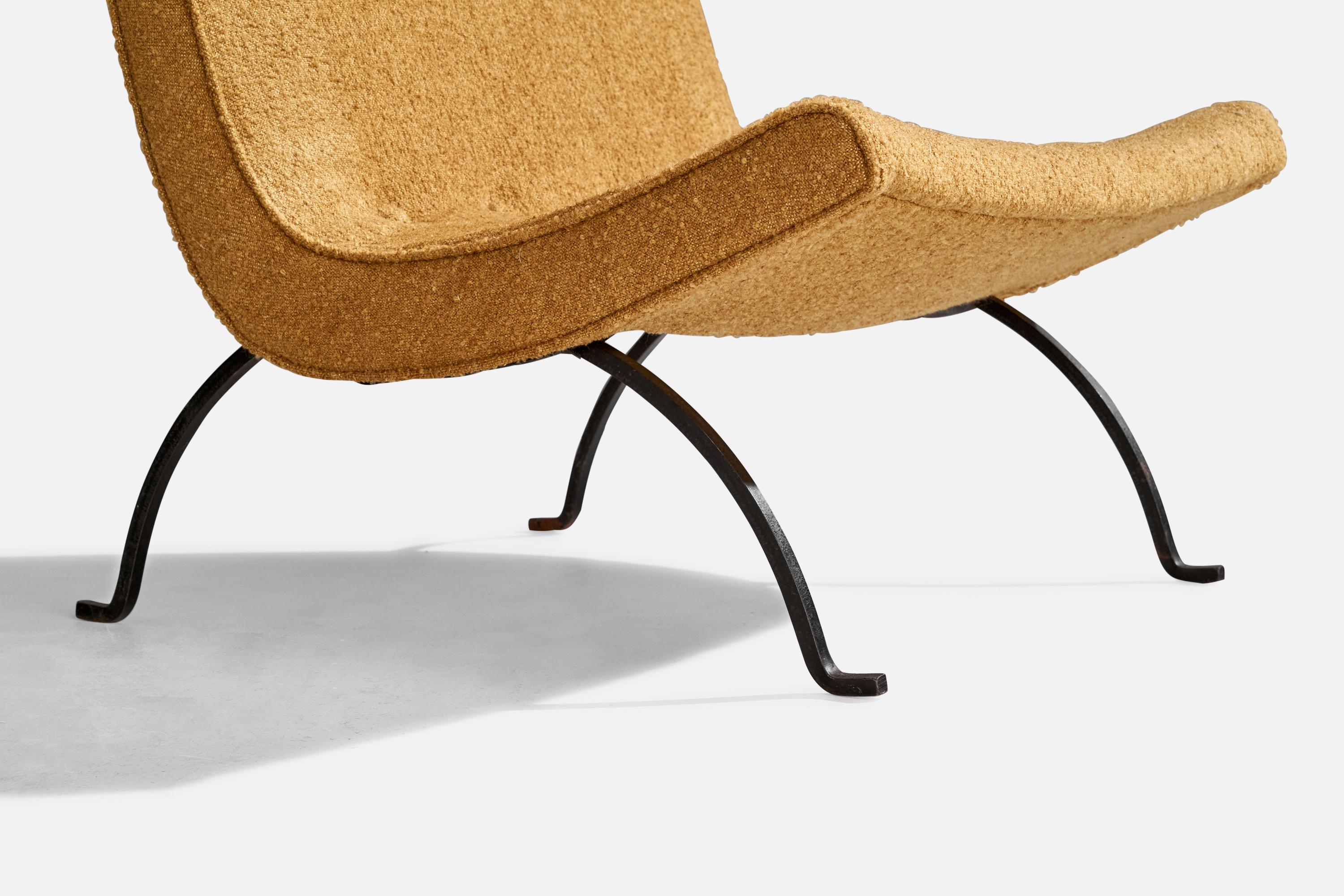 Milo Baughman, Scoop, Silla de salón, Hierro, Tela, EE.UU., Década de 1950 en venta 5