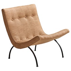 Milo Baughman, Scoop, Lounge Chair, Iron, Fabric, USA, 1950s