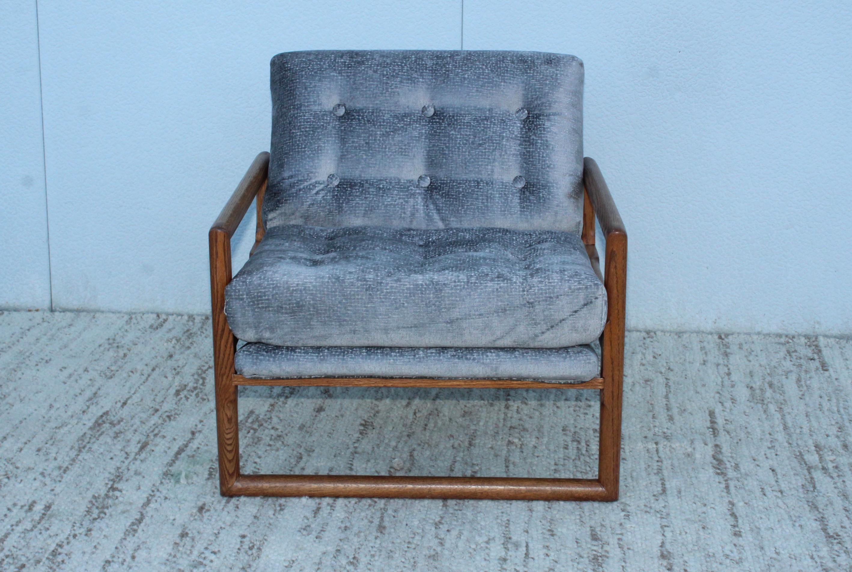 Mid-20th Century Milo Baughman Scoop Oak Lounge Chairs