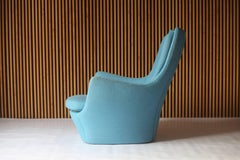 Milo Baughman Sculptural Lounge Chair in Blue Divina Melange Wool