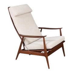 Milo Baughman Sculptural Walnut Reclining Chair for James Inc.