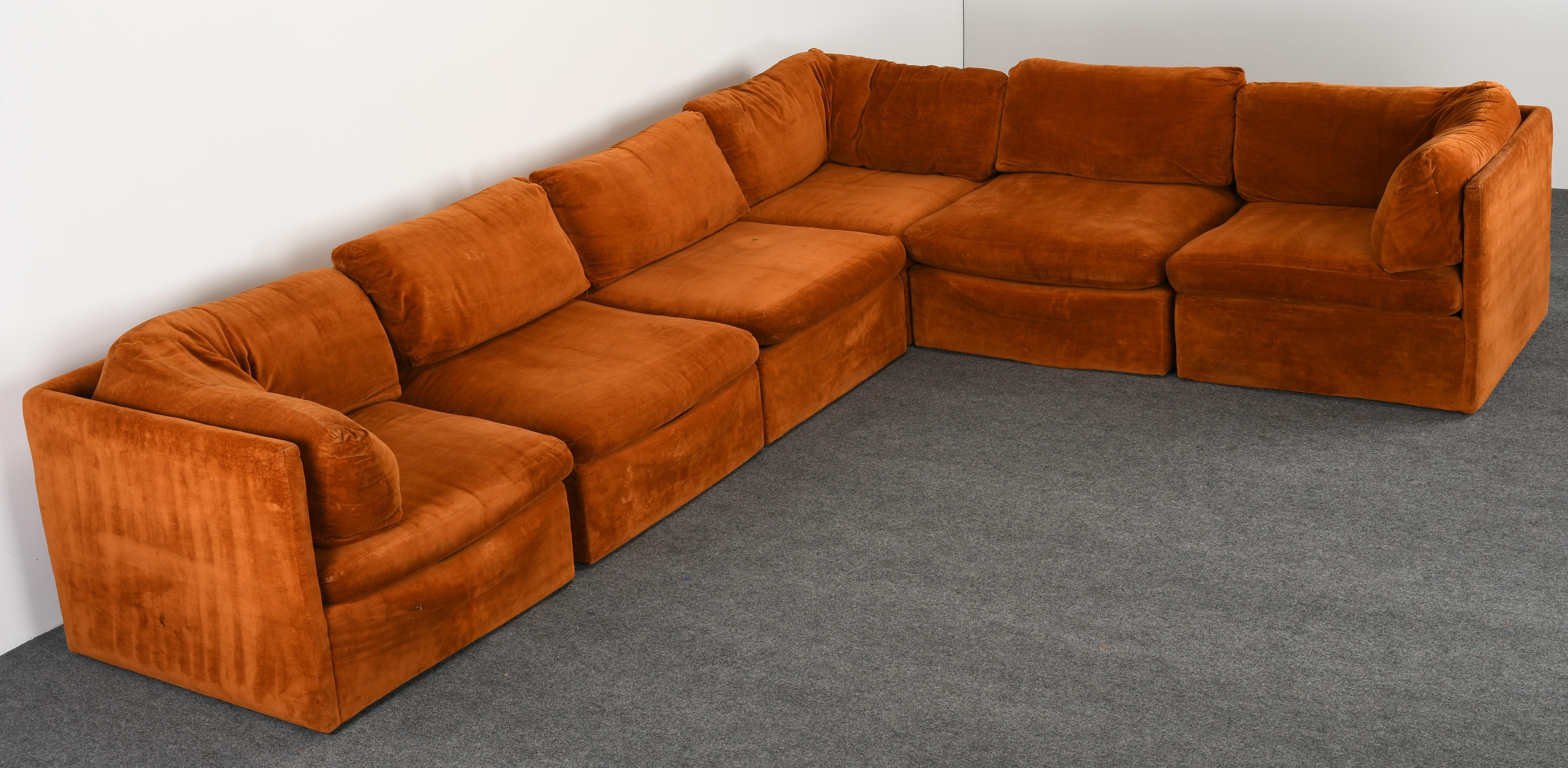 Mid-Century Modern Milo Baughman Sectional Sofa, 1980s