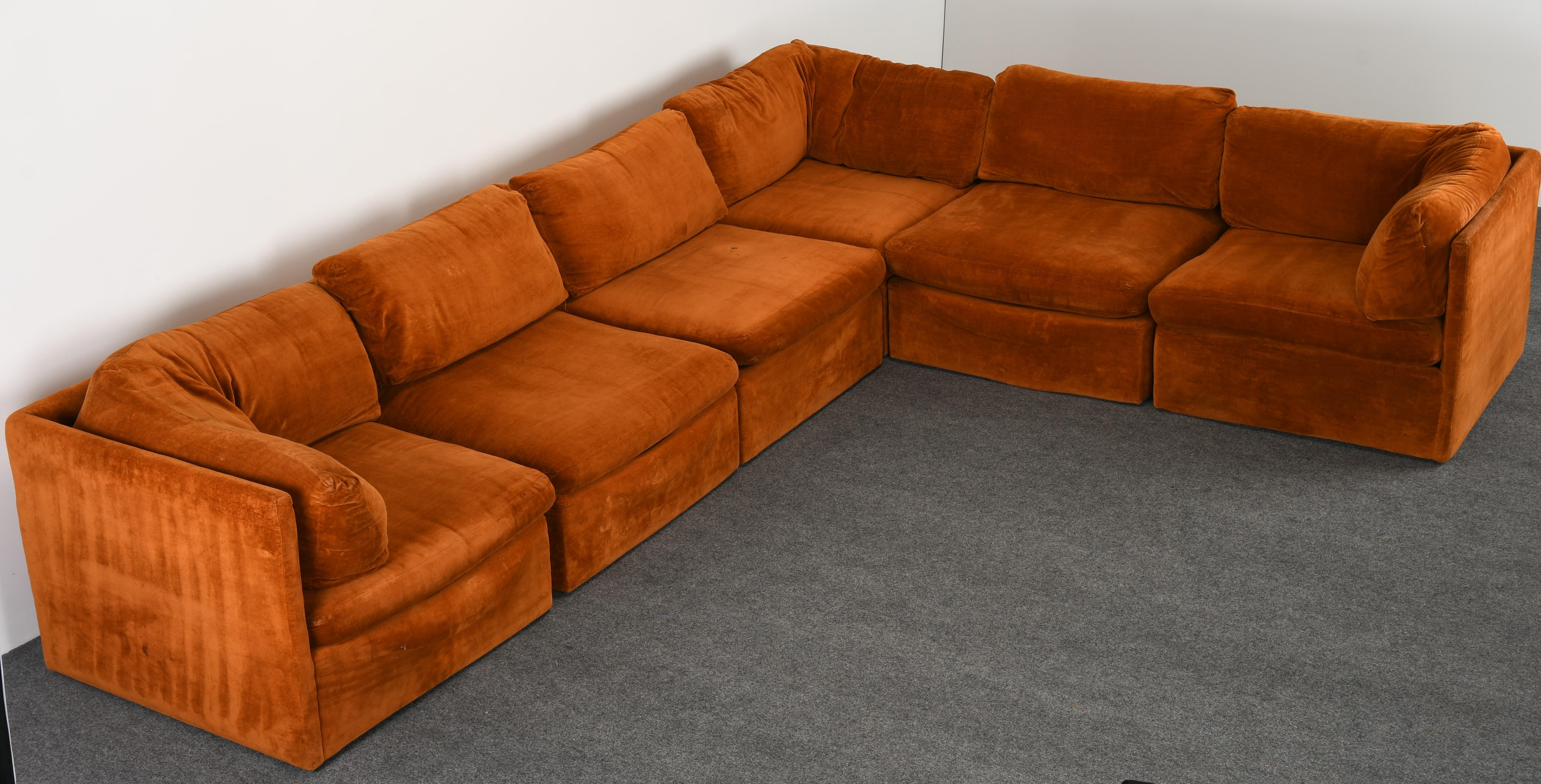 American Milo Baughman Sectional Sofa, 1980s