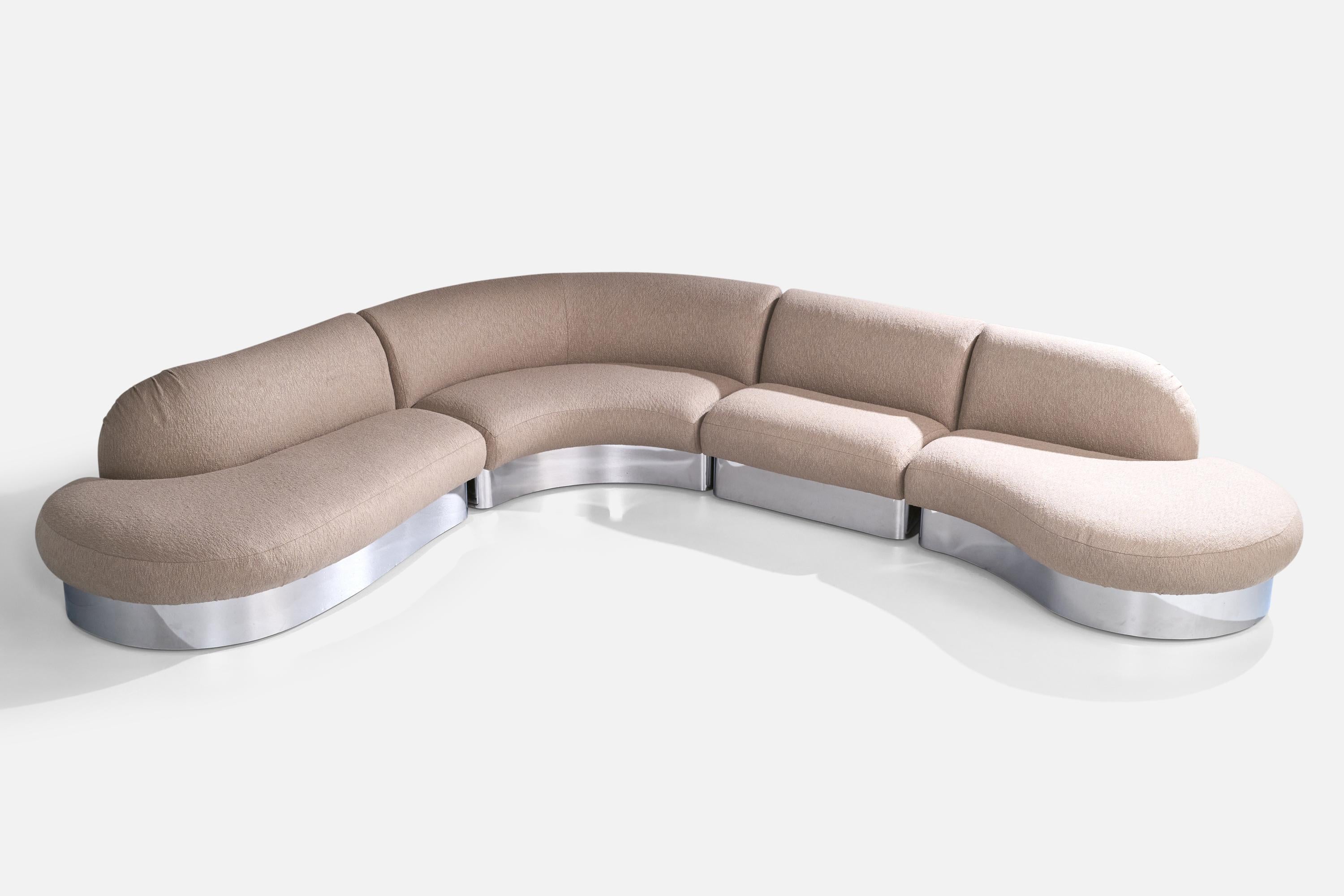 Canapé sectionnel Milo Baughman, tissu, acier inoxydable, États-Unis, années 1980 en vente 4