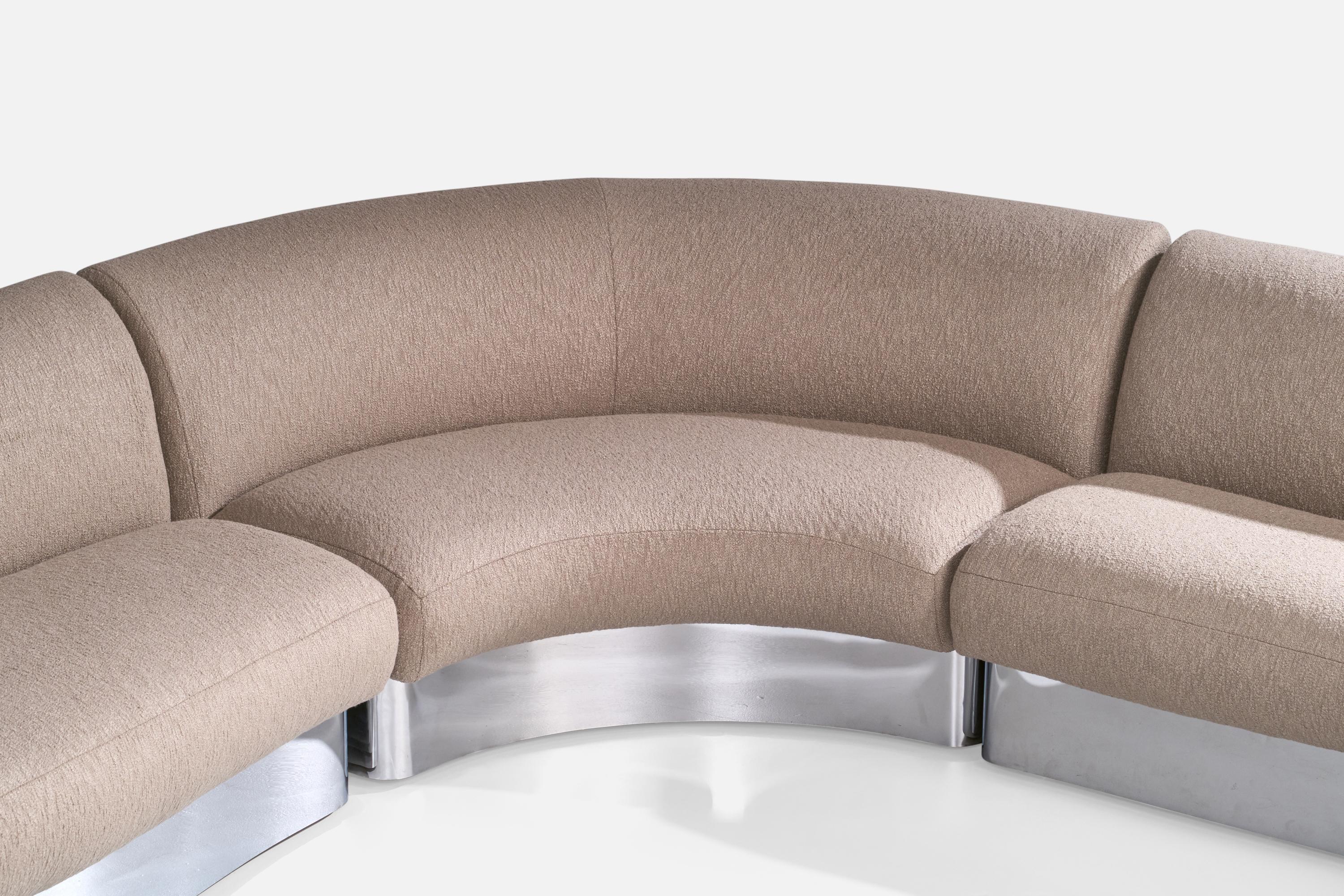 Canapé sectionnel Milo Baughman, tissu, acier inoxydable, États-Unis, années 1980 en vente 11