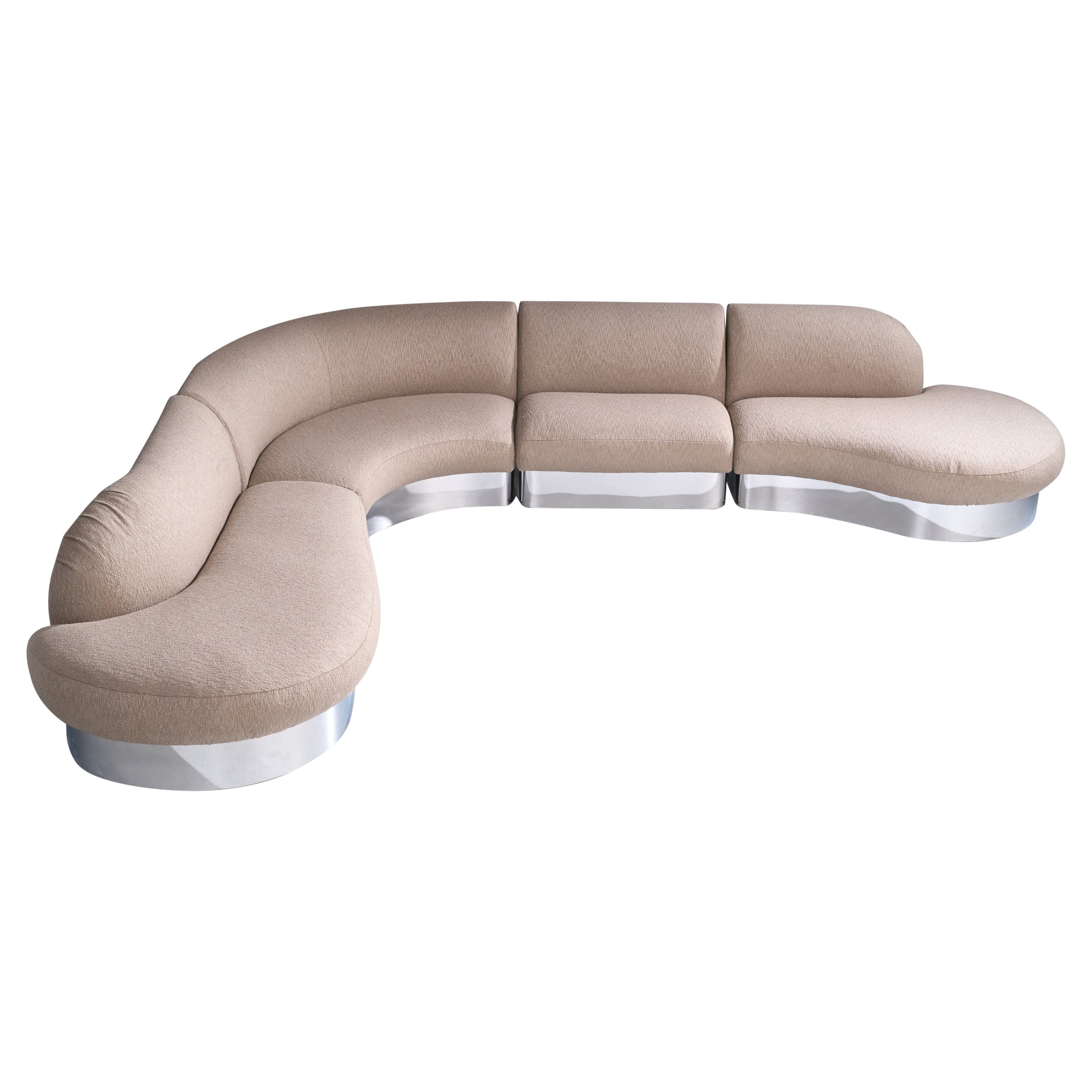 Milo Baughman, Sectional Sofa, Fabric, Stainless Steel, USA, 1980s