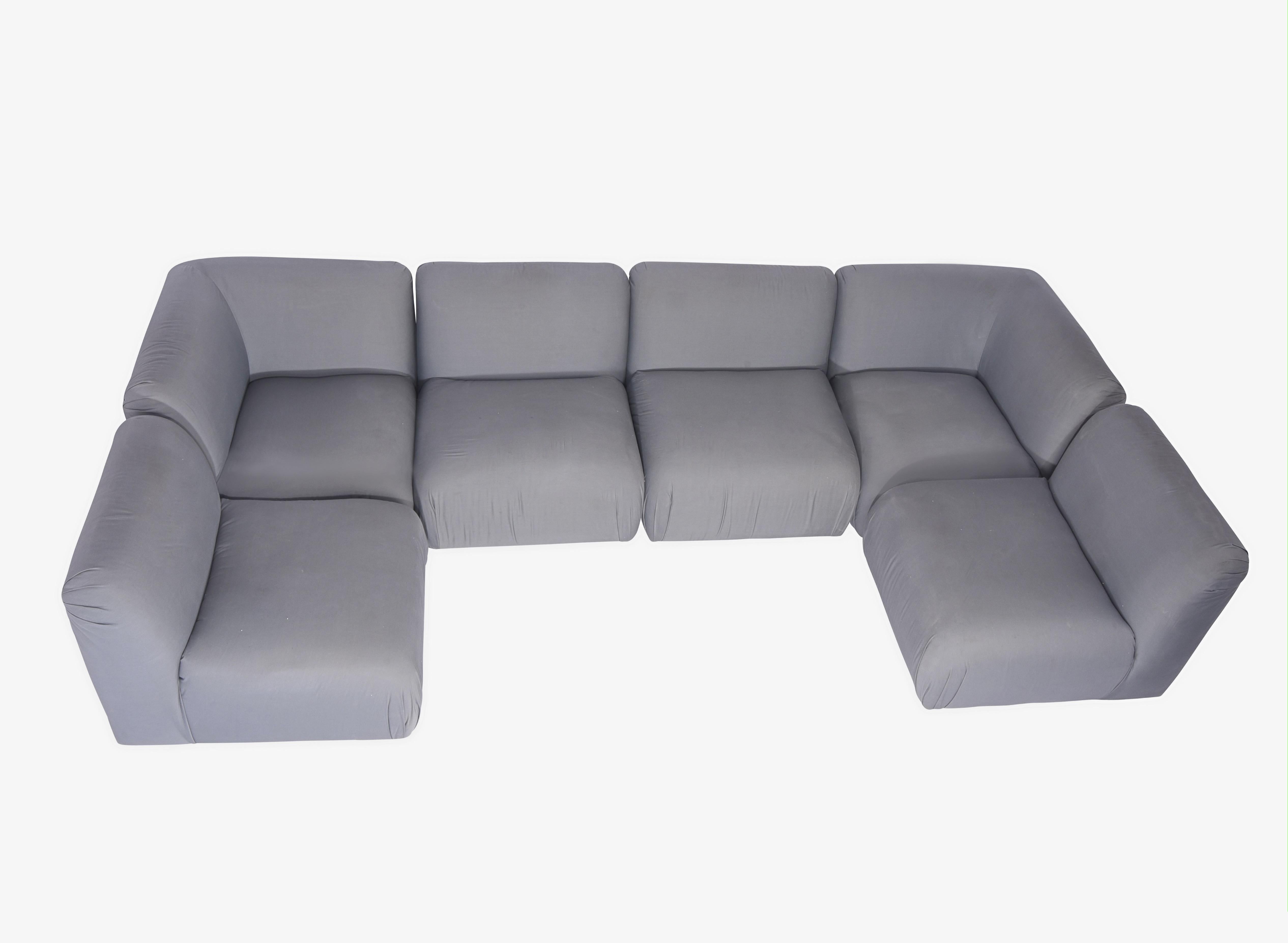 6-piece sectional sofa by Milo Baughman for Thayer-Coggin. Re-upholstery recommended.

Each section is 32