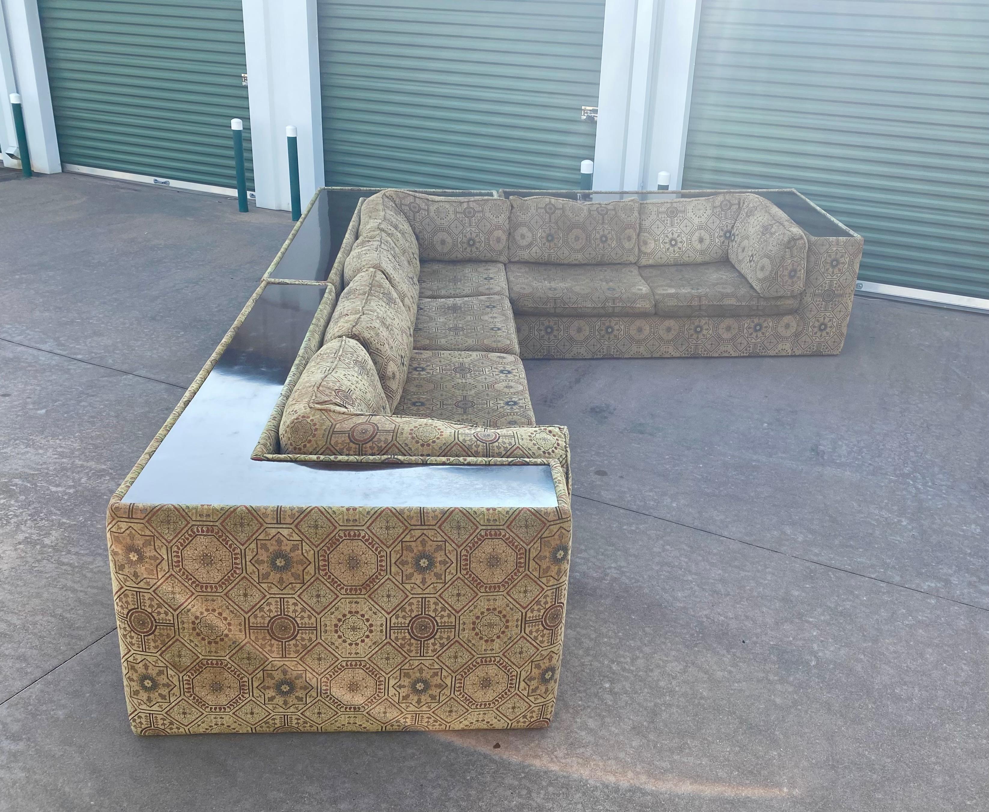 Milo Baughman Sectional Sofa with Incorporated Table Ledge 4