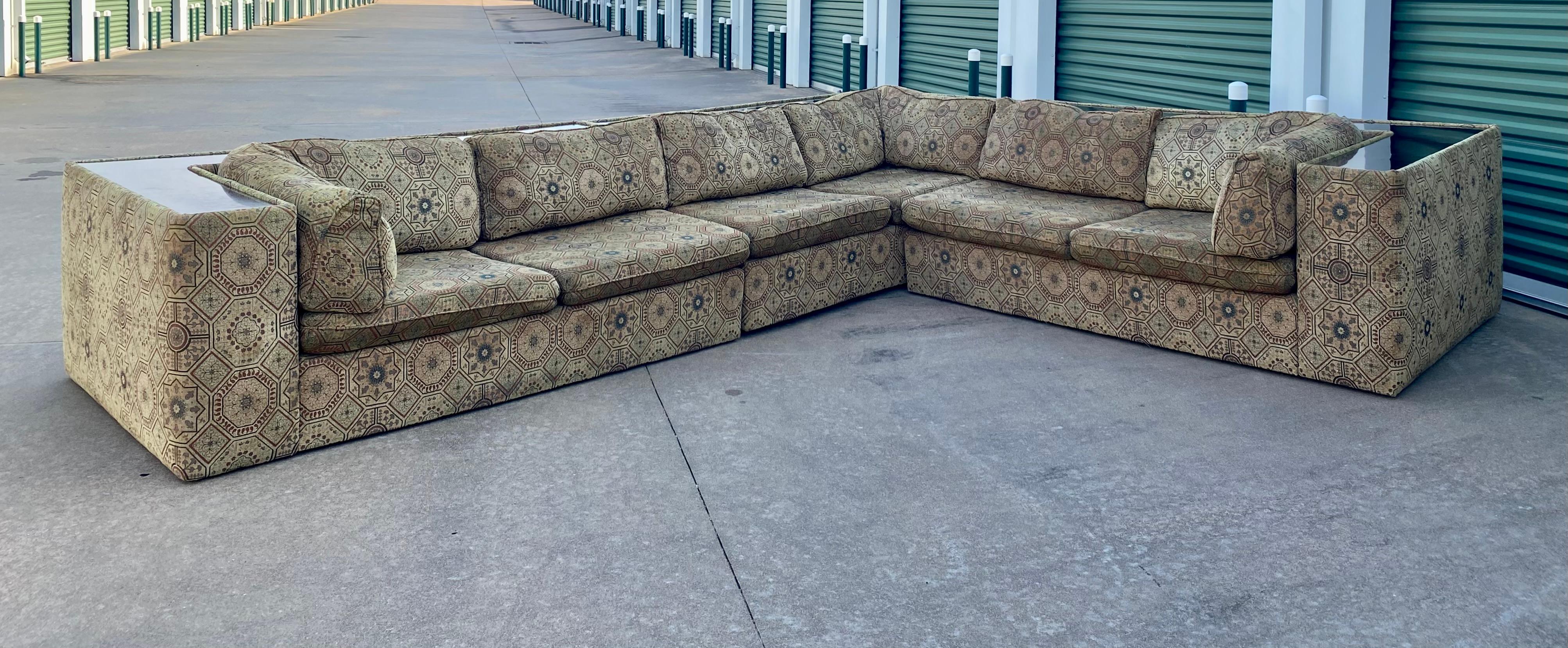 Milo Baughman Sectional Sofa with Incorporated Table Ledge 6