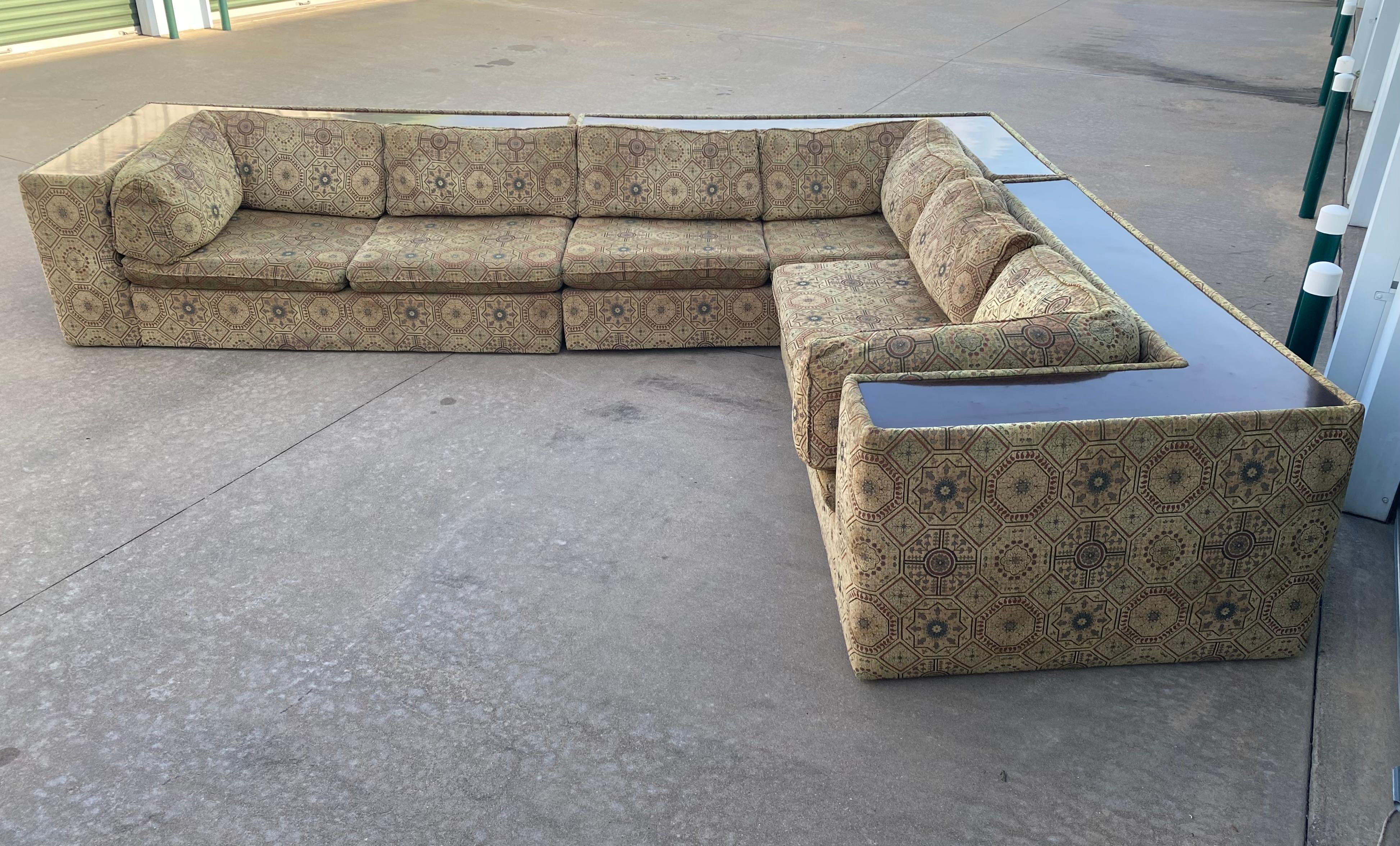 Milo Baughman Sectional Sofa with Incorporated Table Ledge 7