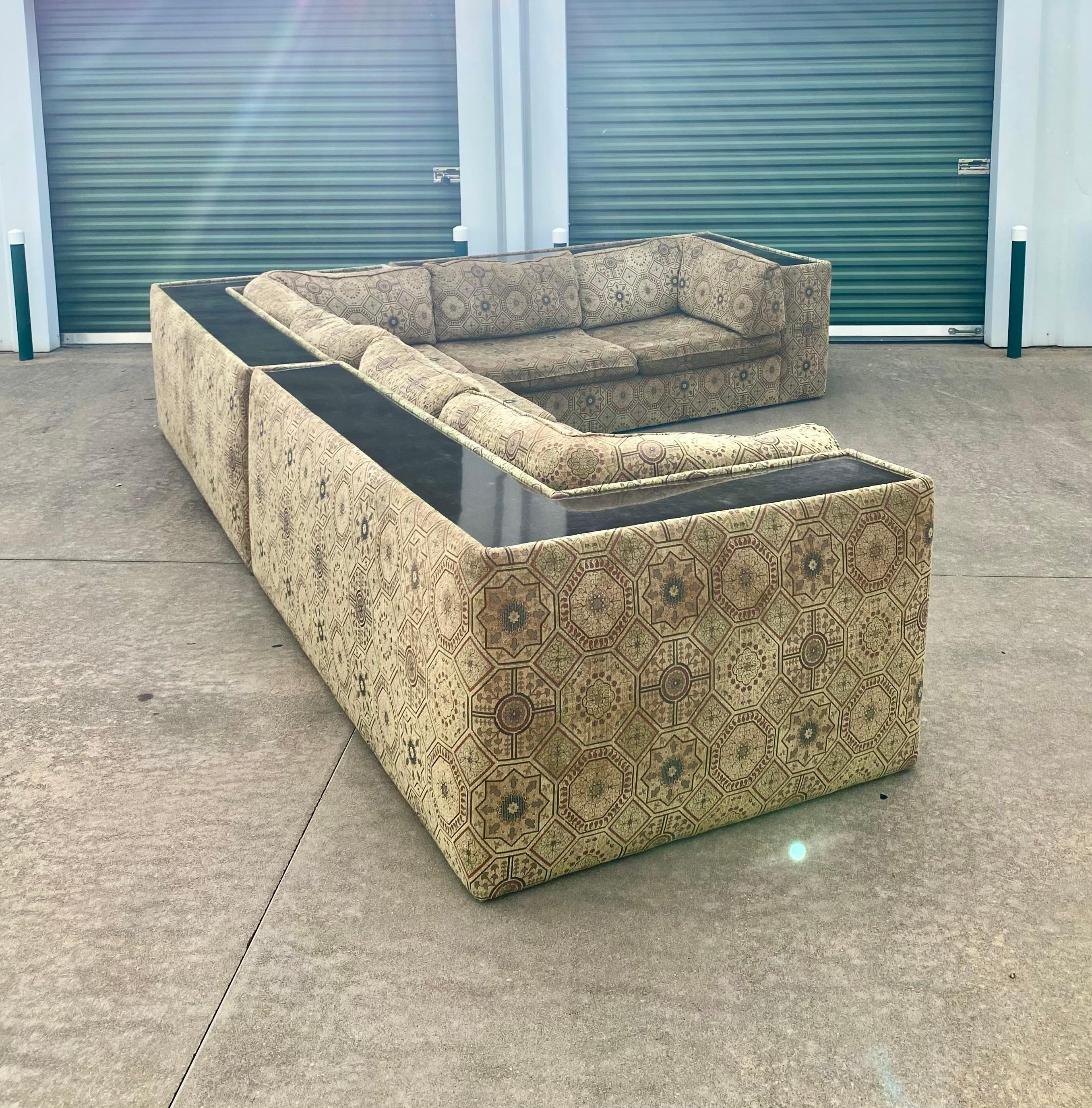 Mid-Century Modern Milo Baughman Sectional Sofa with Incorporated Table Ledge