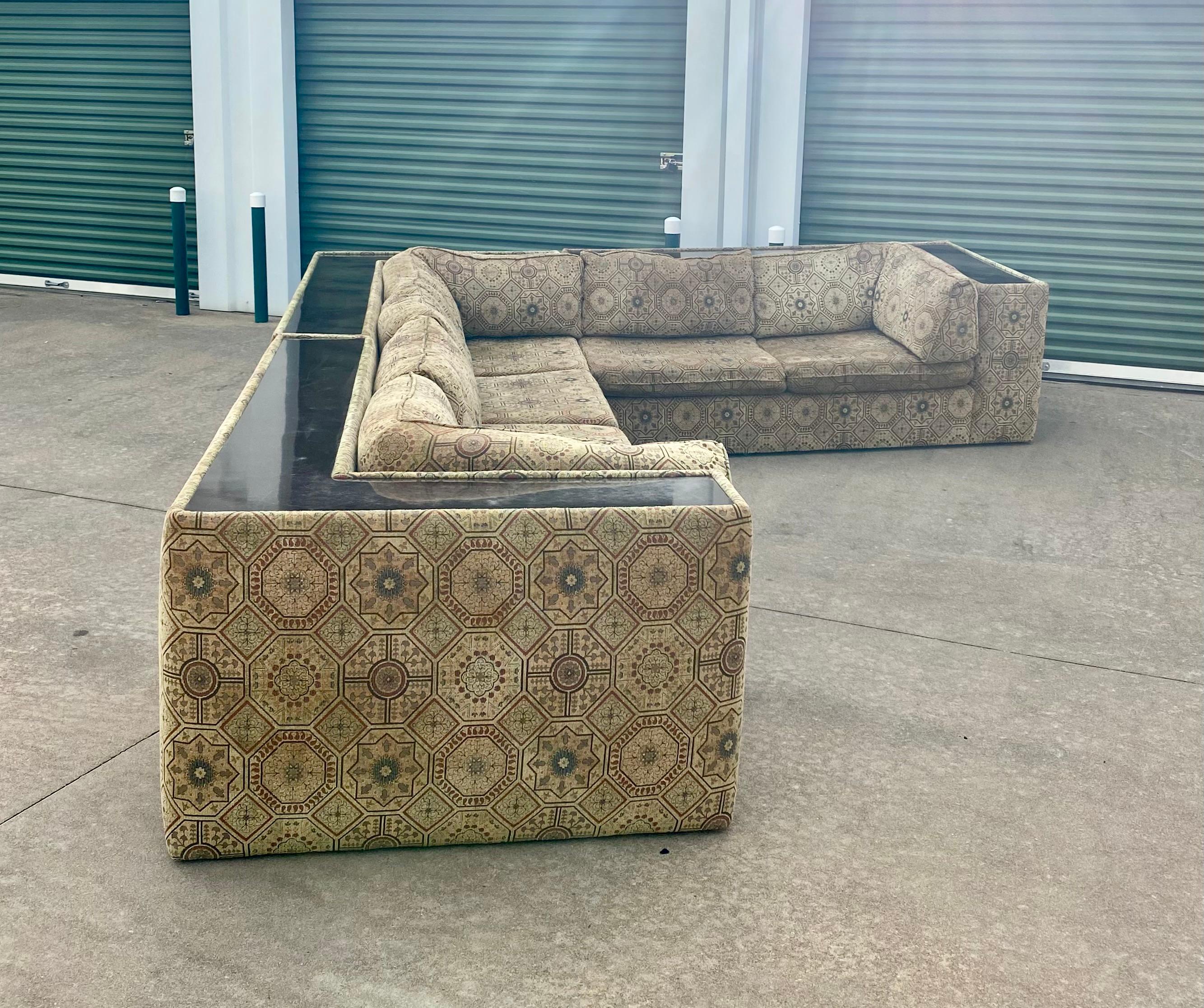 American Milo Baughman Sectional Sofa with Incorporated Table Ledge