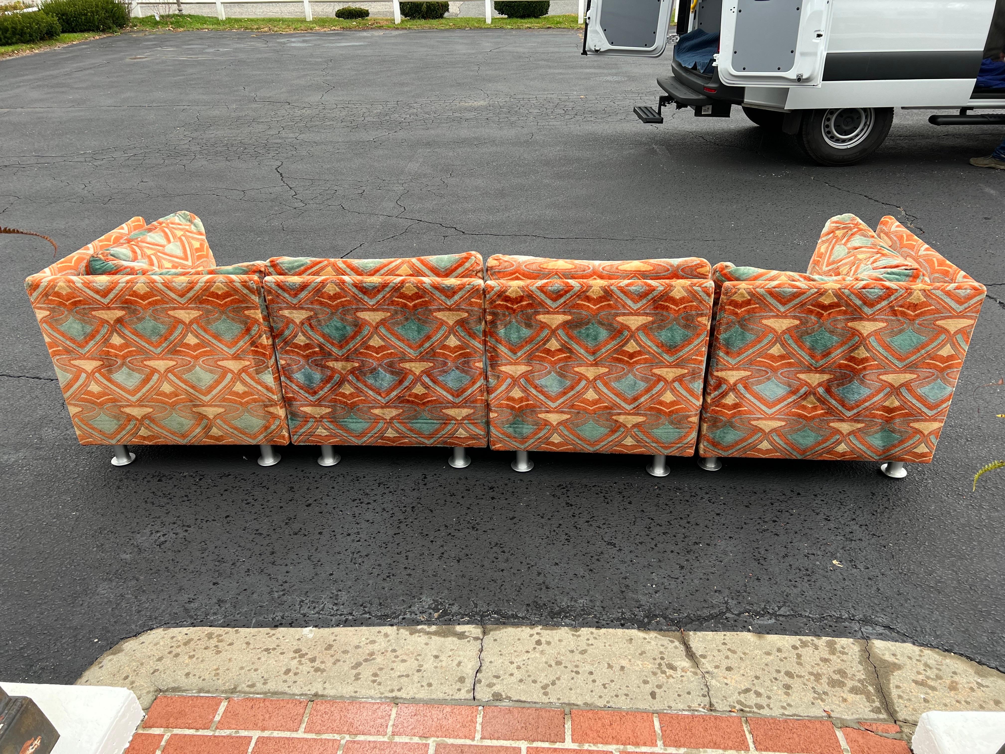Milo Baughman Sectional Sofa with Jack Lenor Larsen Style Upholstery 8
