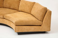 Milo Baughman Semi Circular Two-Piece Sofa Caramel Corduroy Upholstery, 1980s