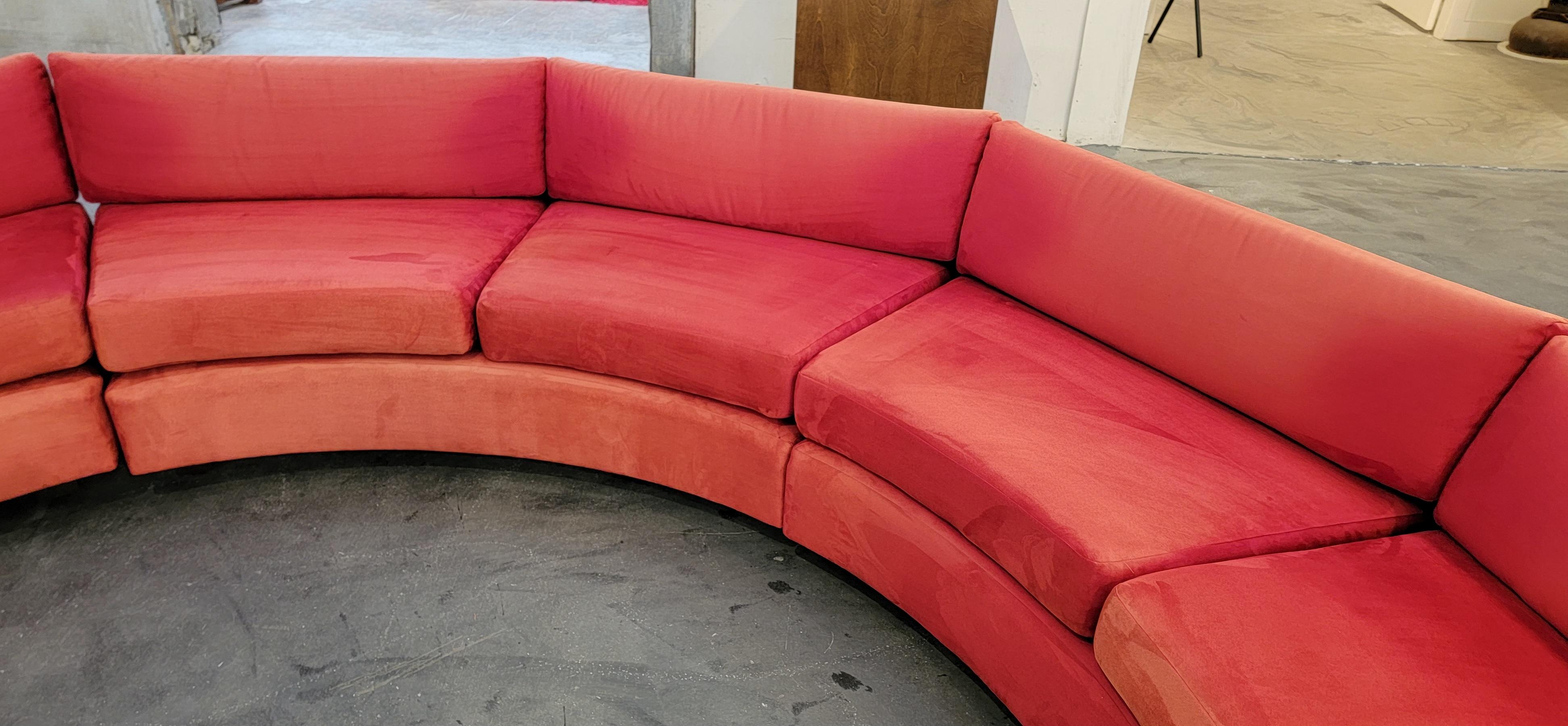 Milo Baughman Semi-Circular Sectional Sofa 3 Pieces 4