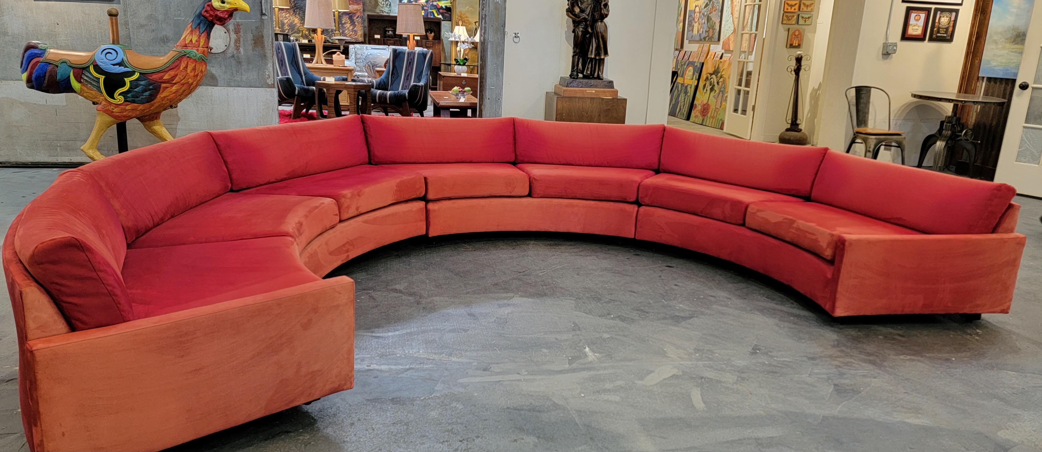 Milo Baughman Semi-Circular Sectional Sofa 3 Pieces 6