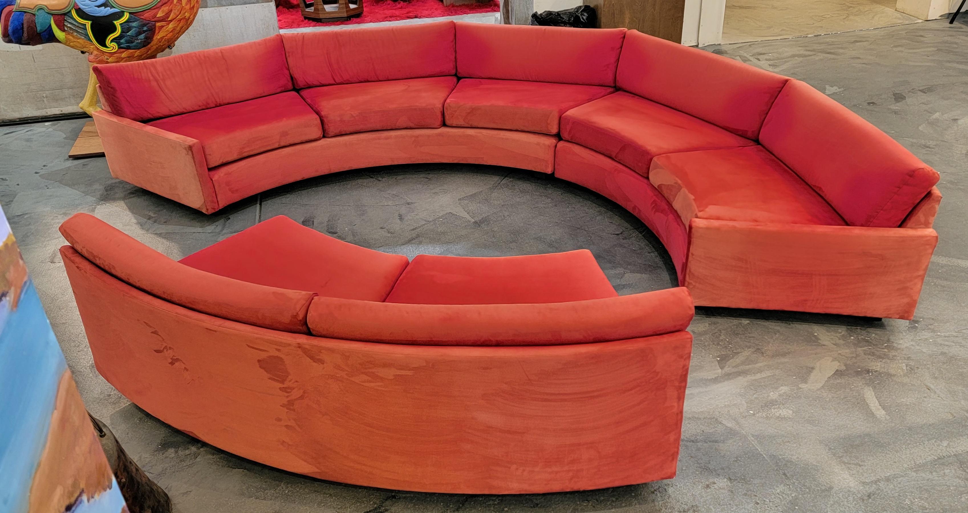 Mid-Century Modern Milo Baughman Semi-Circular Sectional Sofa 3 Pieces