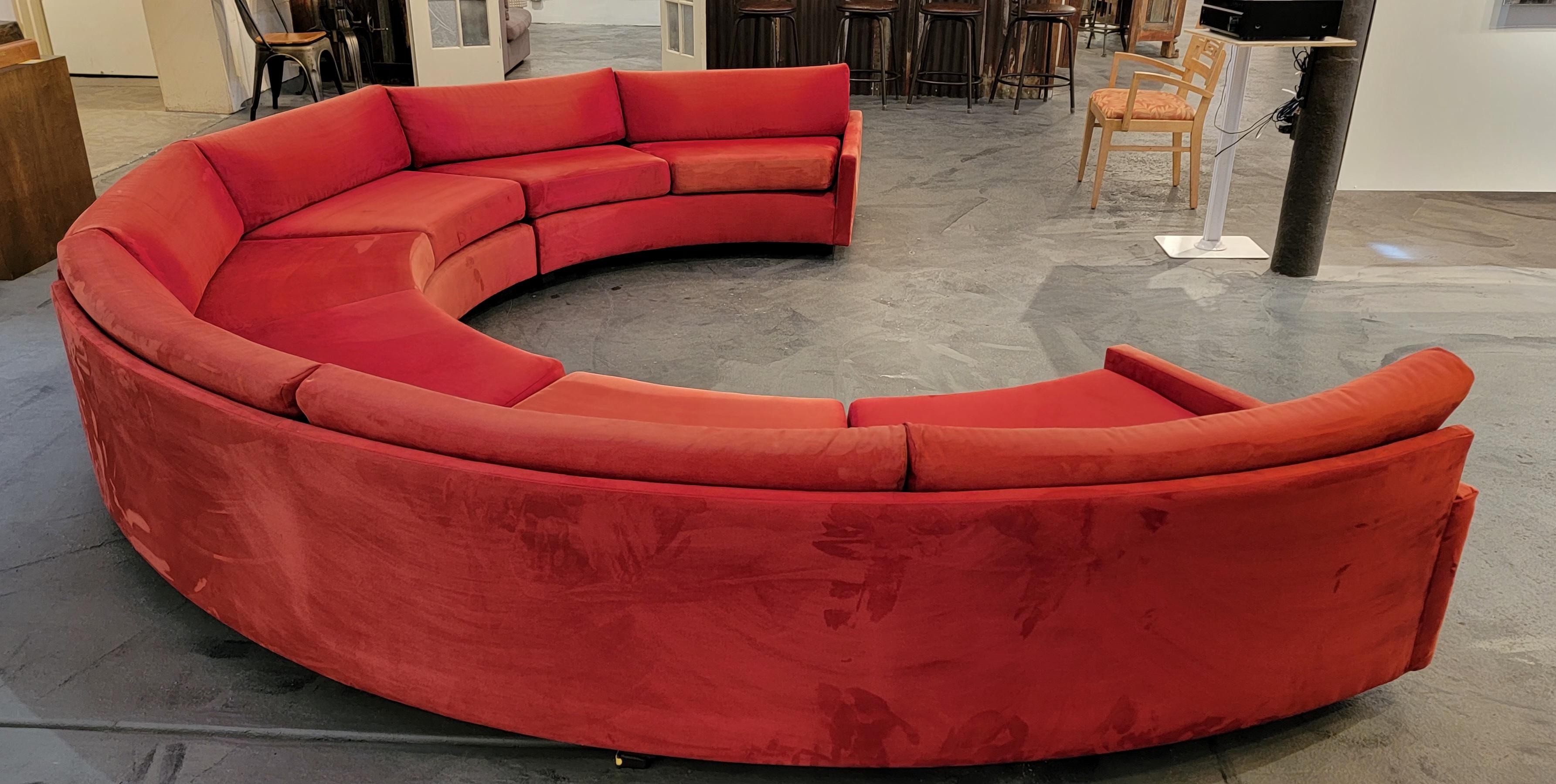 American Milo Baughman Semi-Circular Sectional Sofa 3 Pieces