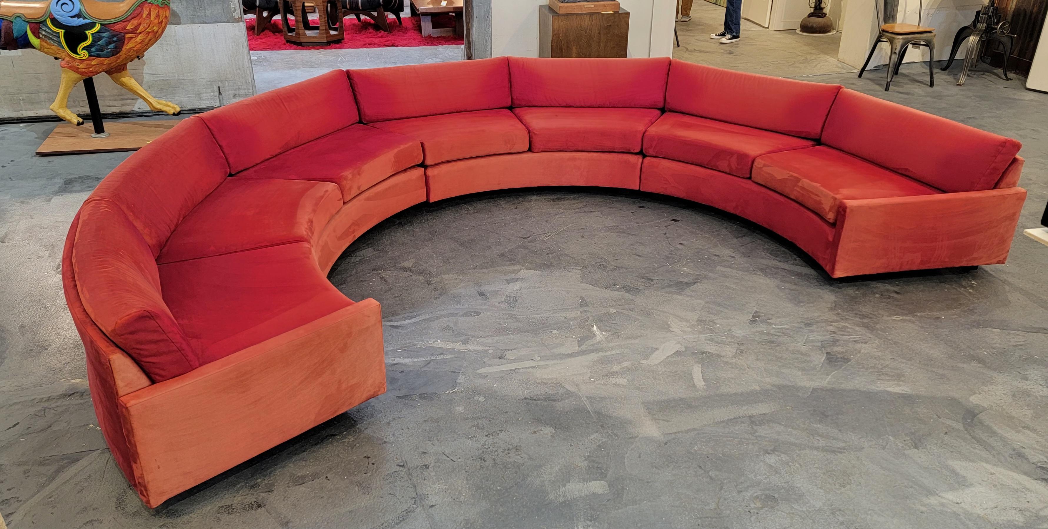 Milo Baughman Semi-Circular Sectional Sofa 3 Pieces In Good Condition In Fulton, CA