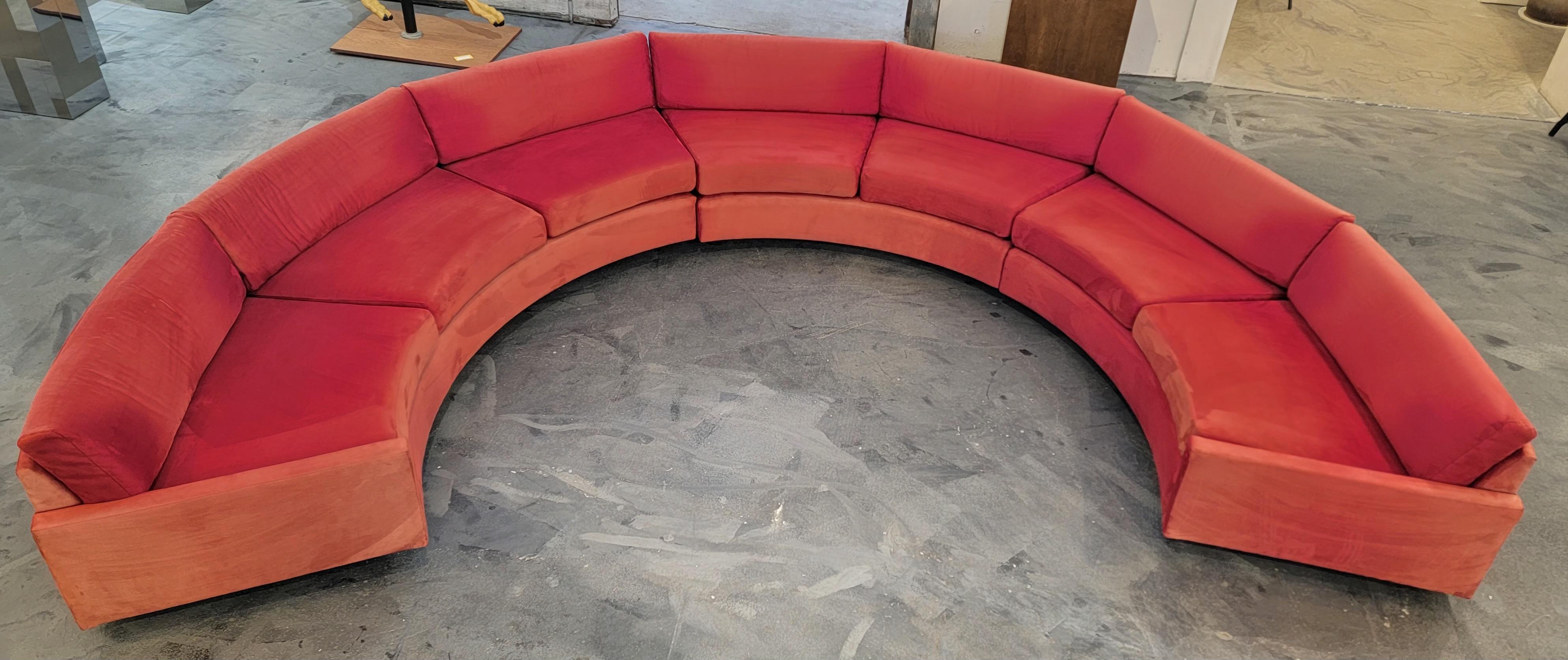 20th Century Milo Baughman Semi-Circular Sectional Sofa 3 Pieces