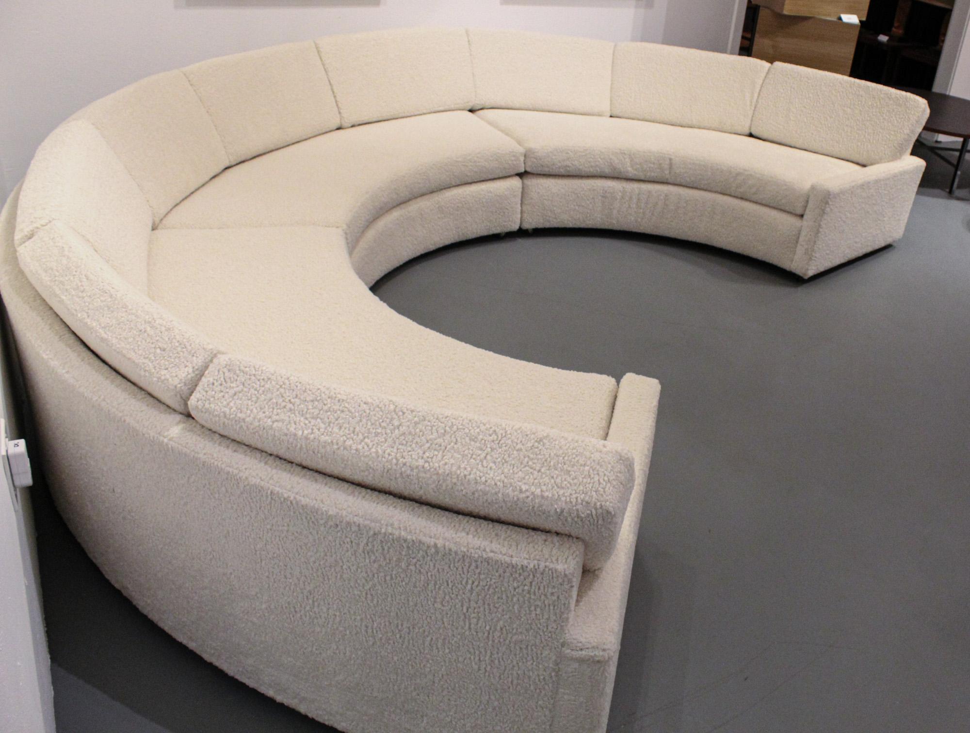 Hand-Crafted Milo Baughman Semi Circular Sofa Boucle, 1968