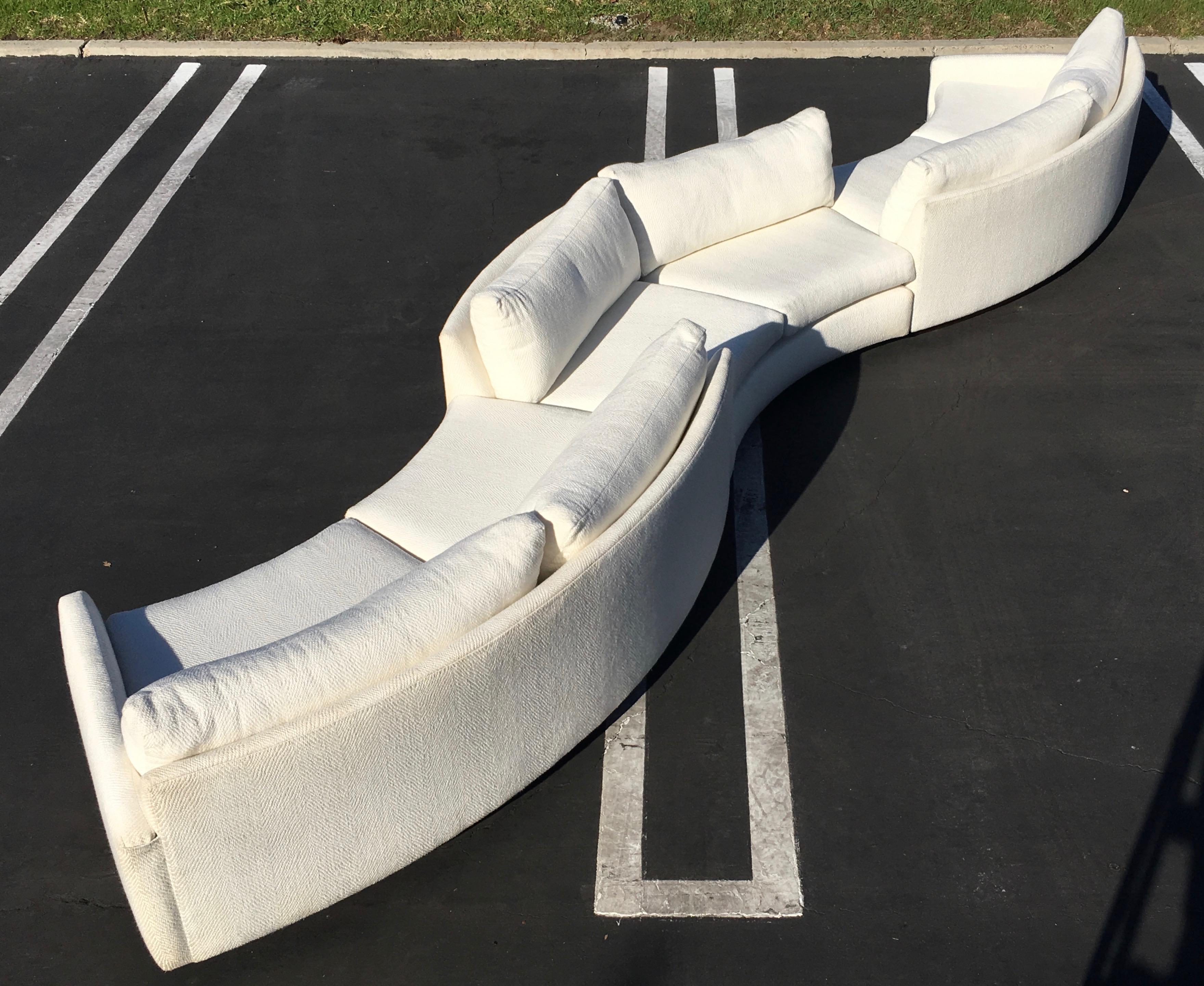 Upholstery Milo Baughman Semi Circular Three-Piece Sofa